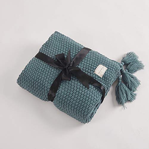 GYROHOME Soft Premium Throw Blanket with Handmade Tassels - 71x79in (180x200cm) Light Green - Cozy Blanket for Couch, Bed, Sofa, Beach & Picnic - Perfect for Lounging, Travel & Outdoor Activities