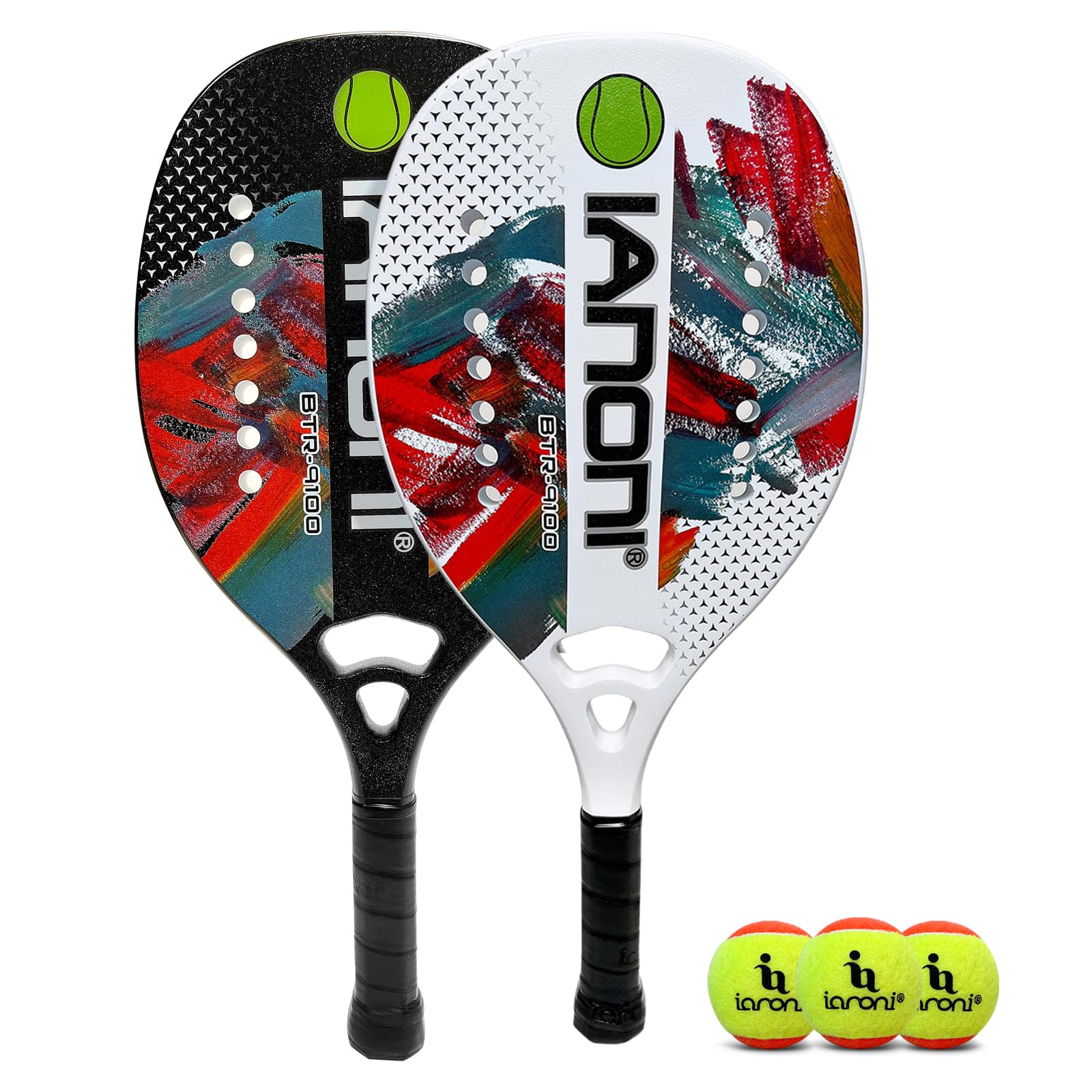 Premium Carbon Fiber Beach Tennis Paddle with EVA Memory Foam Core - Lightweight & Durable Racket for Outdoor Beach Games, Backyard Play & Summer Sports Activities