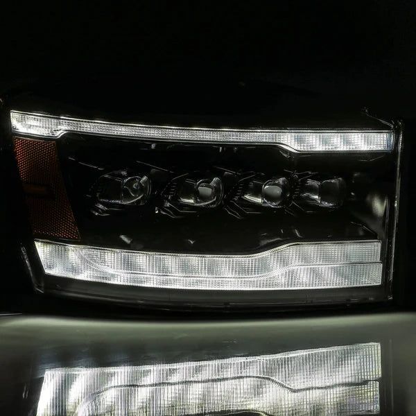 06-08 Dodge Ram NOVA Series LED Projector Headlights - Alpha Black - High Performance Replacement Headlights for Off-Road & Night Driving