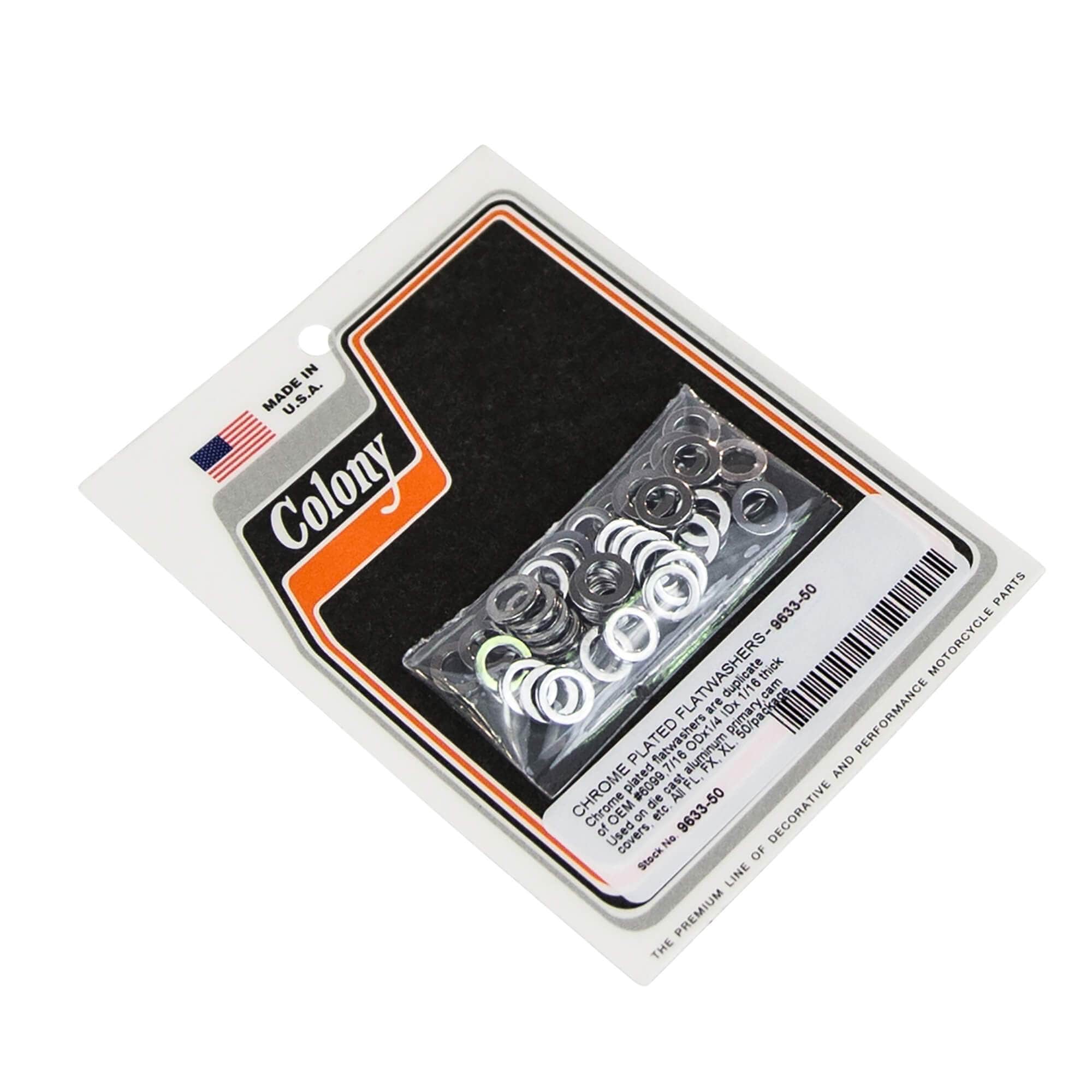 50 Pack Chrome Plated Flat Washers for Harley Davidson FL/FX/XL Models - OEM #6099 Replacement Parts - Motorcycle Repair & Maintenance Accessories