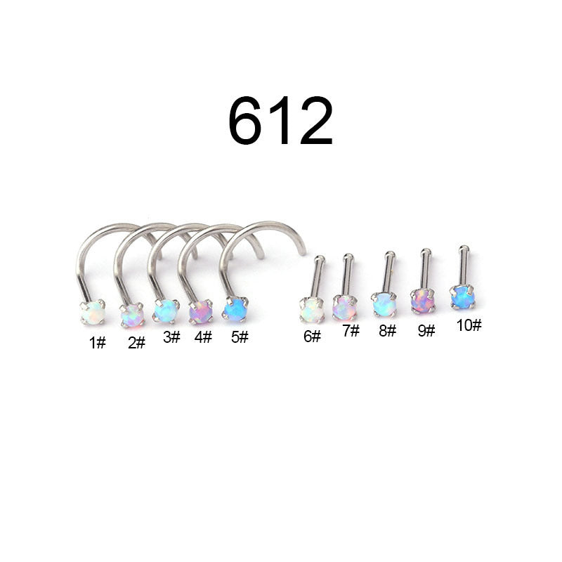 20G Opal Nose Stud Gauge S Bend Nose Ring - Elegant Body Jewelry for Piercing | Perfect for Everyday Wear, Parties & Special Occasions