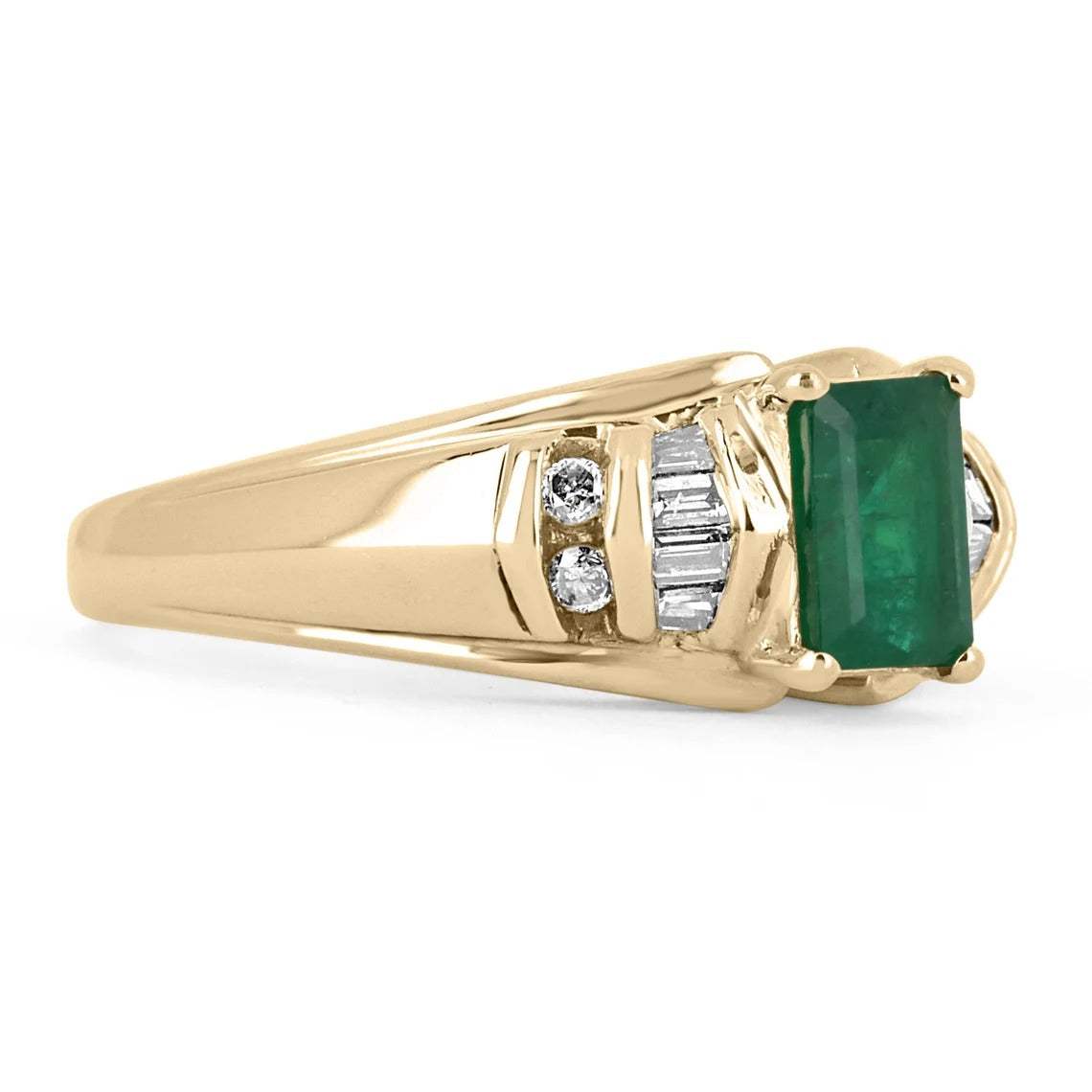 1.16tcw Emerald Cut & Channel Set Baguette Diamond 18K Gold Cluster Ring for Women | Elegant Wedding, Engagement & Anniversary Jewelry Gift