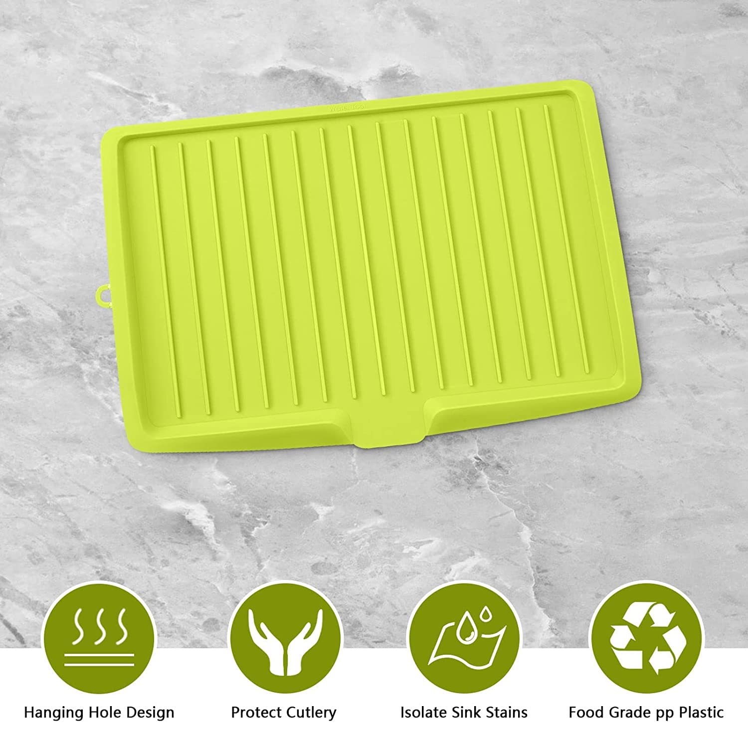 Leeonz Large Plastic Dish Drainer - Green Sink Drying Rack for Kitchen Organization & Space Saving