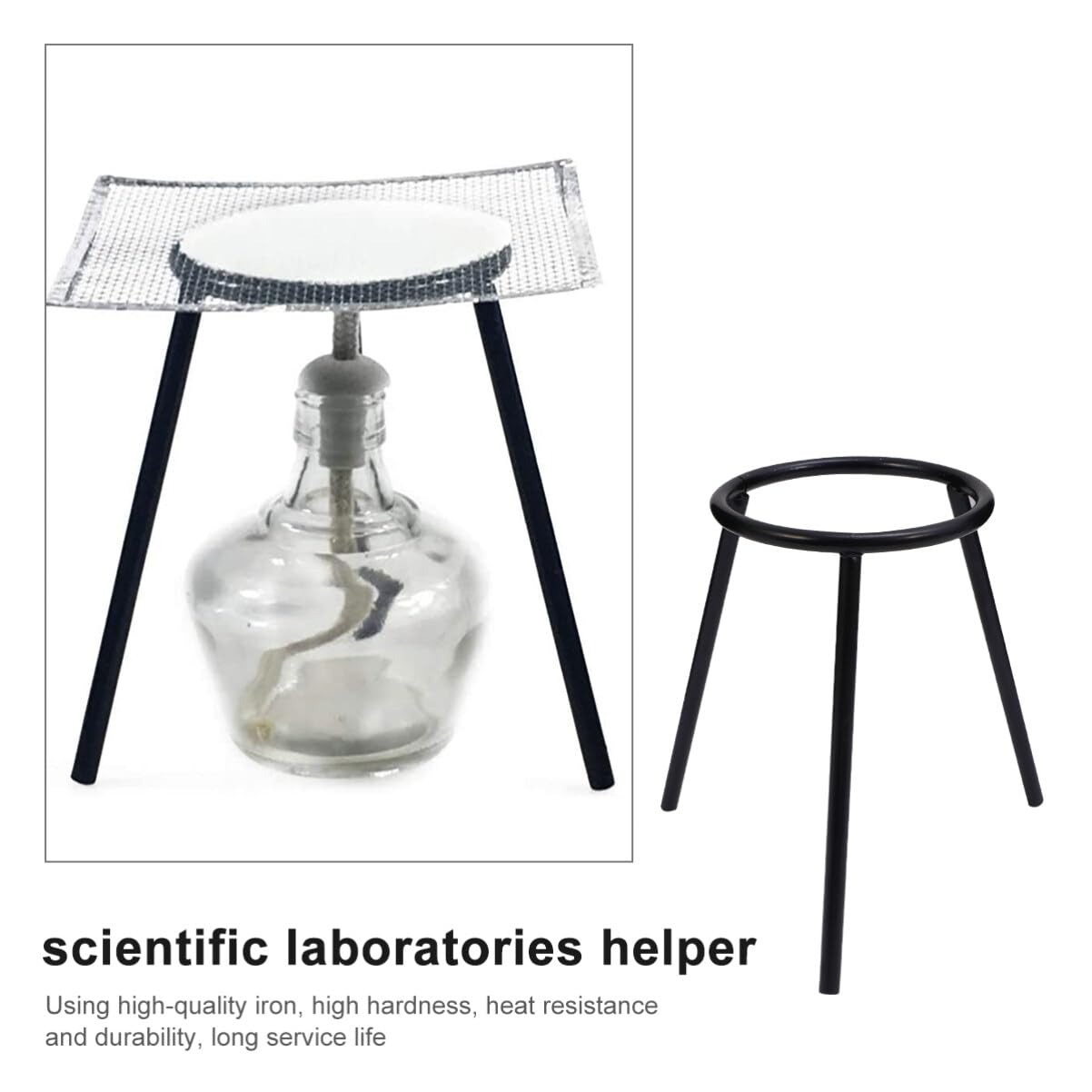 Lab Tripod Stand with Bunsen Burner - 2Pcs Heavy Duty Chemistry Lab Equipment for Science Experiments & Classroom Education | Perfect for Labs, Schools & STEM Learning