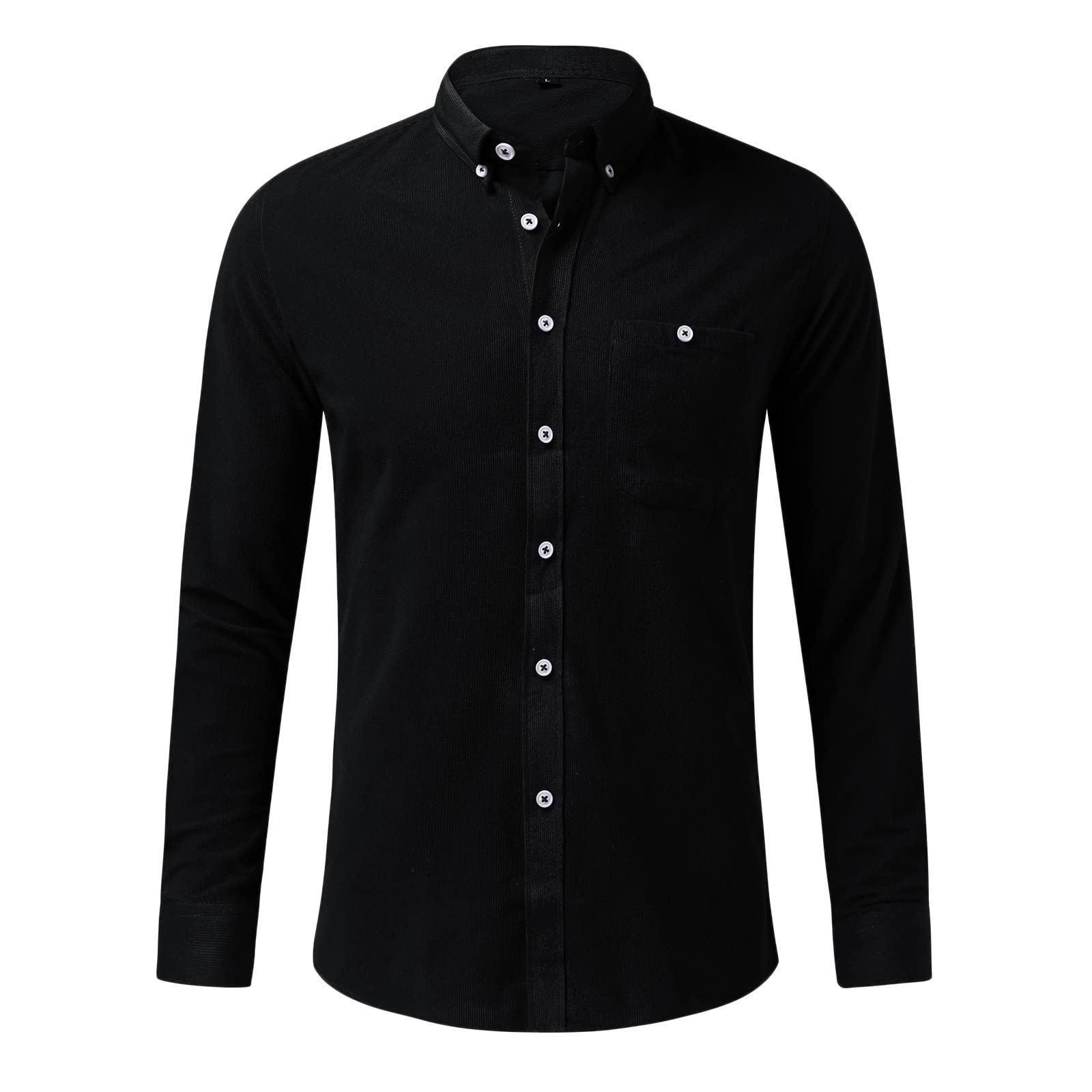 Men's Corduroy Long Sleeve Shirt - Autumn & Spring Casual Button Down Blouse in Solid Colors (Gold/Other Options) - Perfect for Office Wear, Date Nights and Weekend Outings