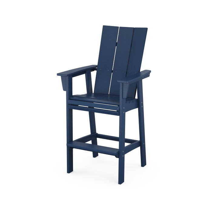 POLYWOOD Modern Curveback Adirondack Bar Chair - Outdoor Patio Furniture, Weather-Resistant Plastic Adirondack Bar Stool for Deck, Poolside & Backyard Relaxation