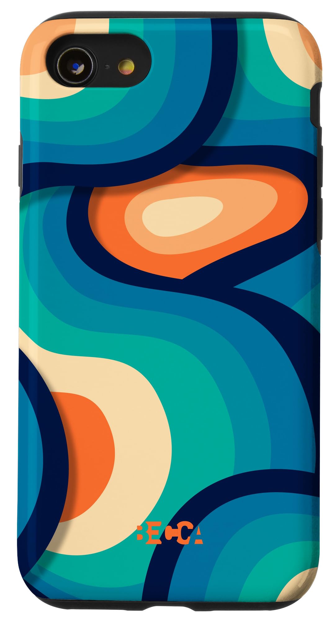 iPhone SE (2020) / 7 / 8 Retro Groovy Liquid Swirl Wave Stripe Psychedelic Blue Phone Case - Durable Protection for Everyday Use, Travel, and Outdoor Adventures