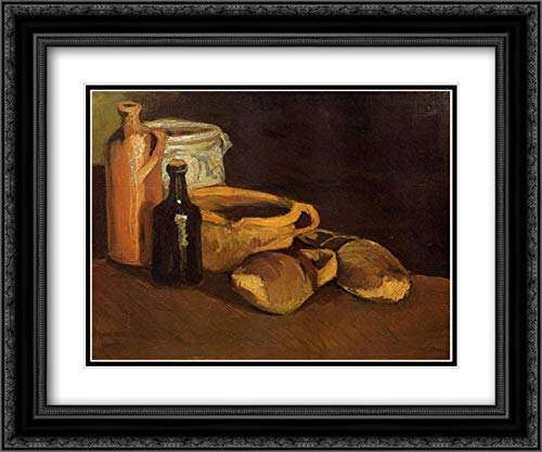 Vincent van Gogh Still Life With Clogs And Pots - 24x20 Black Ornate Framed Museum Art Print with Double Matting | Wall Decor for Living Room, Bedroom & Office