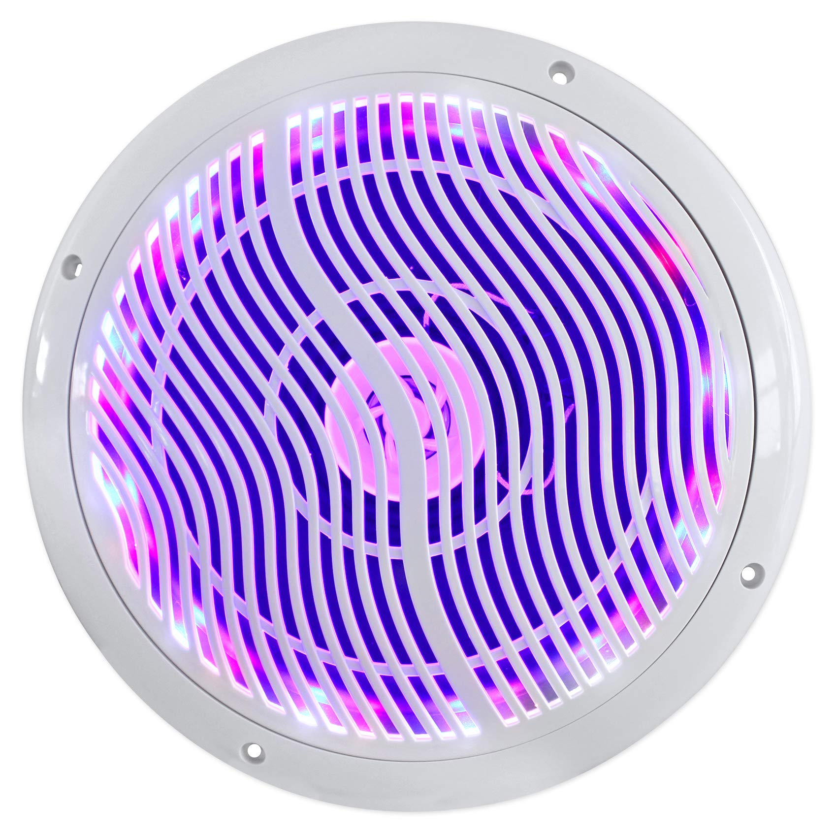 Rockville RMC80LW 8 Inch 1600W White Marine Speakers with Multi-Color LED Lights & Remote Control - Perfect for Boats, Pools, and Outdoor Parties