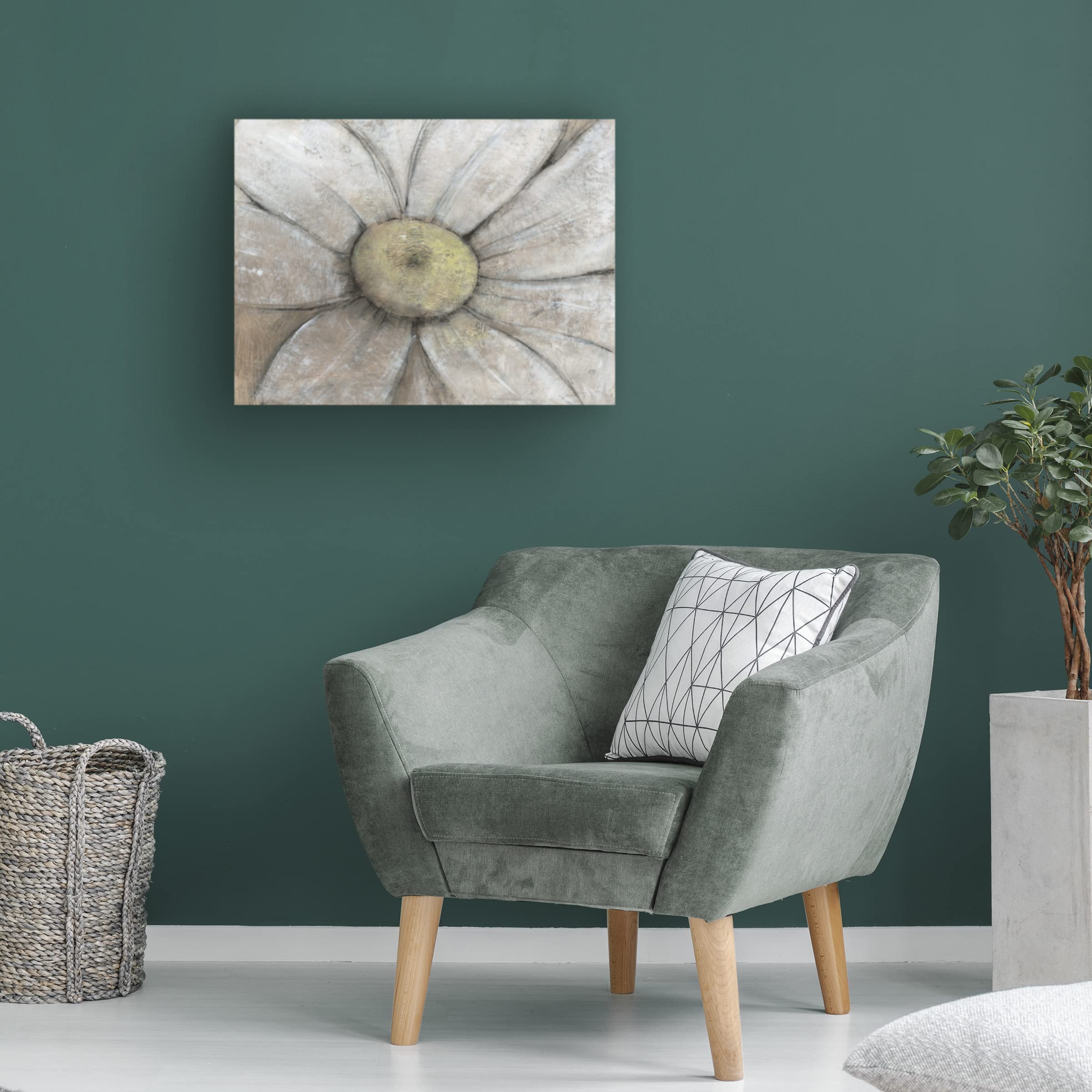 Tim O'Toole 'Close Up Daisy II' Floral Canvas Wall Art - Handmade Botanical Print for Living Room, Bedroom & Office Decor