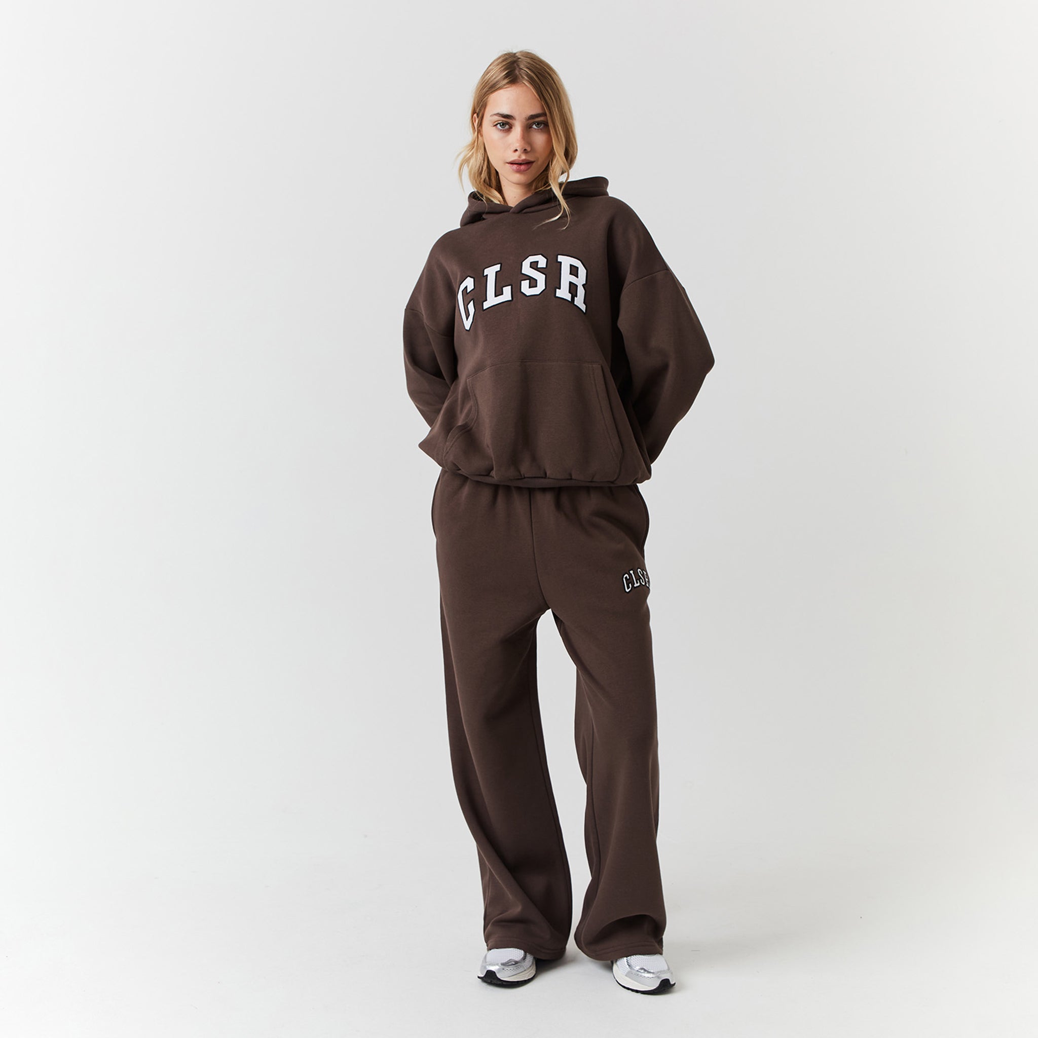Varsity CLSR Applique Tracksuit for Men & Women | Brown Athletic Jogging Suit | Gym Workout, Casual Streetwear & Lounge Comfort Outfit