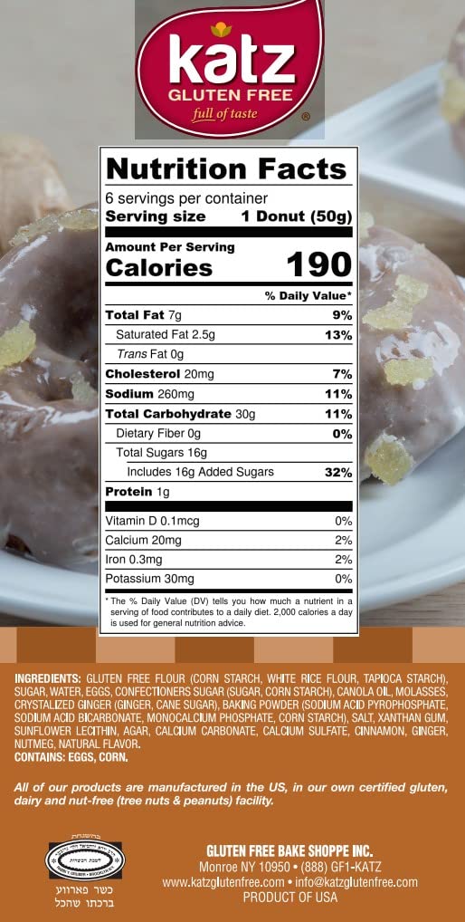 Katz Gluten Free Gingerbread Donuts - 36 Count (6 Packs of 6) | Dairy Free, Nut Free, Soy Free, Vegan | Kosher Certified | Perfect for Holiday Gifts, Parties & Celiac-Friendly Snacking
