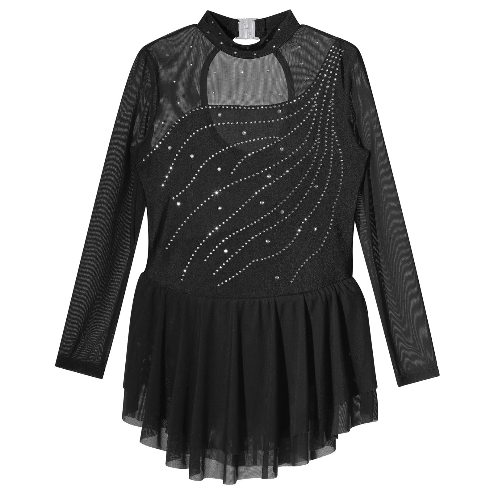 Girls Sparkling Ballet Dance Dress - Long Sleeve Figure Skating Costume for Ice Skating & Ballet Performance | Perfect for Recitals, Competitions & Dance Practice