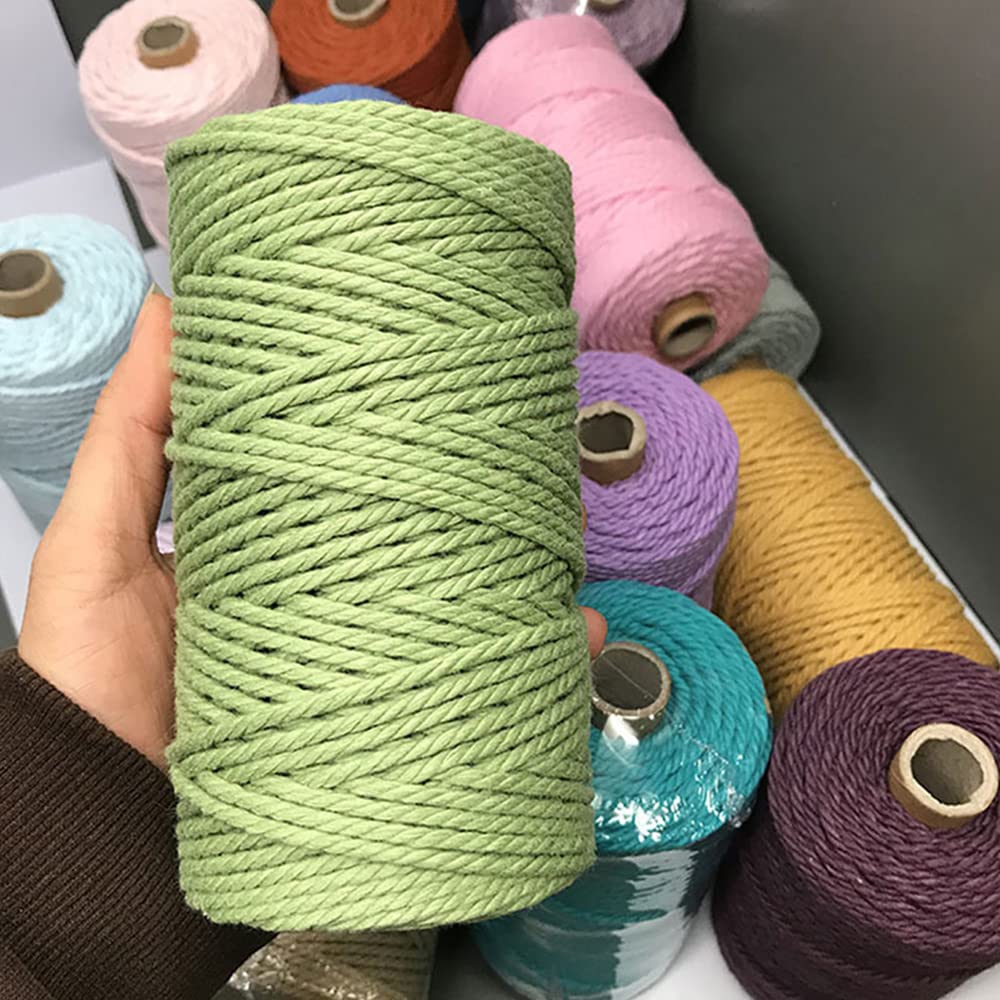 Natural Cotton Macrame Cord - 4 Ply Twisted Macrame Yarn for DIY Crafts, Plant Hangers & Wall Hangings | 4mm Thick x 109 Yards | Eco-Friendly Macrame Supplies for Home Decor & Bohemian Style Projects (Rice White)