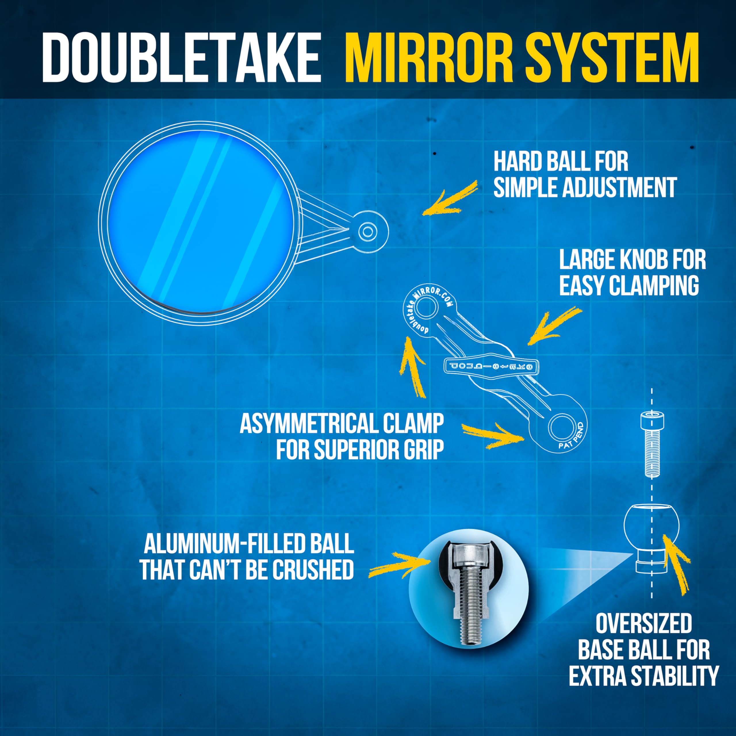 Doubletake Dualsport Mirror Kit 2.0 - Universal Fit Folding Motorcycle Mirrors for Adventure & Street Bikes | Lifetime Guarantee | Perfect for Off-Roading, Commuting & Long-Distance Touring