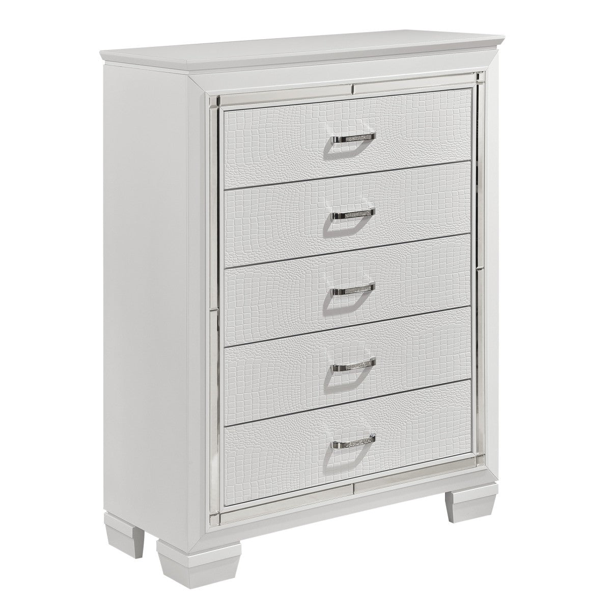 Allura White Chest - Modern Storage Cabinet for Bedroom, Living Room & Office - Elegant White Finish with Spacious Shelves & Drawers - Perfect for Organizing Clothes, Books & Home Decor