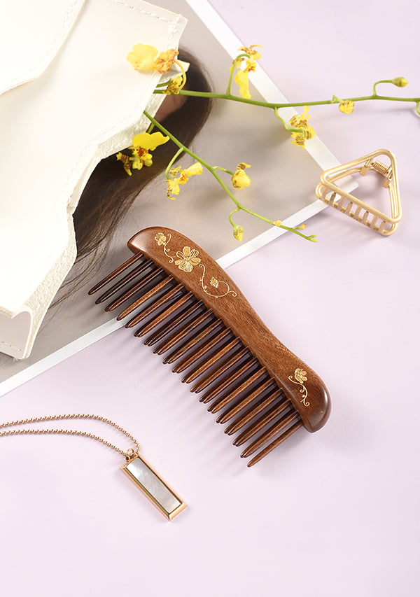 Premium Wooden Comb with Double Teeth - Natural Hair Detangler & Scalp Massager for Men & Women - Perfect for Daily Hair Care, Styling, and Relaxation at Home or Travel