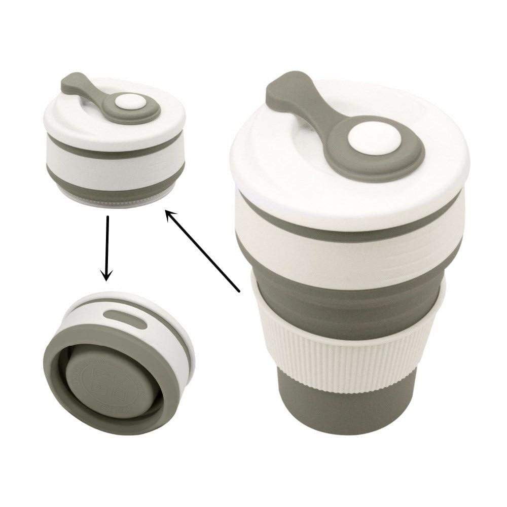 Collapsible Silicone Folding Travel Mug - BPA Free Reusable Water Bottle for Office, Camping, Hiking, Picnic & Outdoor Activities | Leak Proof Portable Coffee Cup