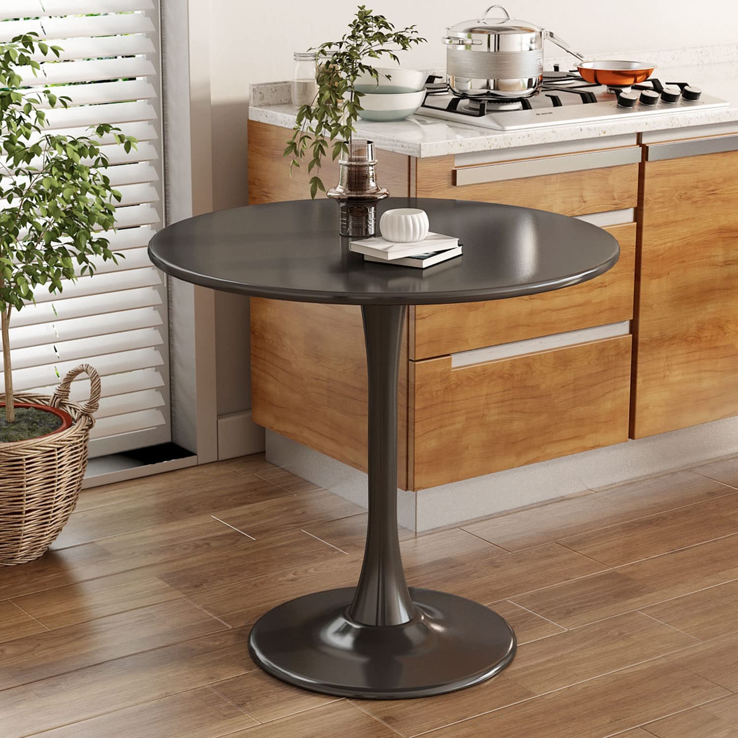 Modern Black Tulip Round Dining Table - 31.5 Inch Mid-Century Style Kitchen & Coffee Table for Living Room, Dining Area & Small Spaces