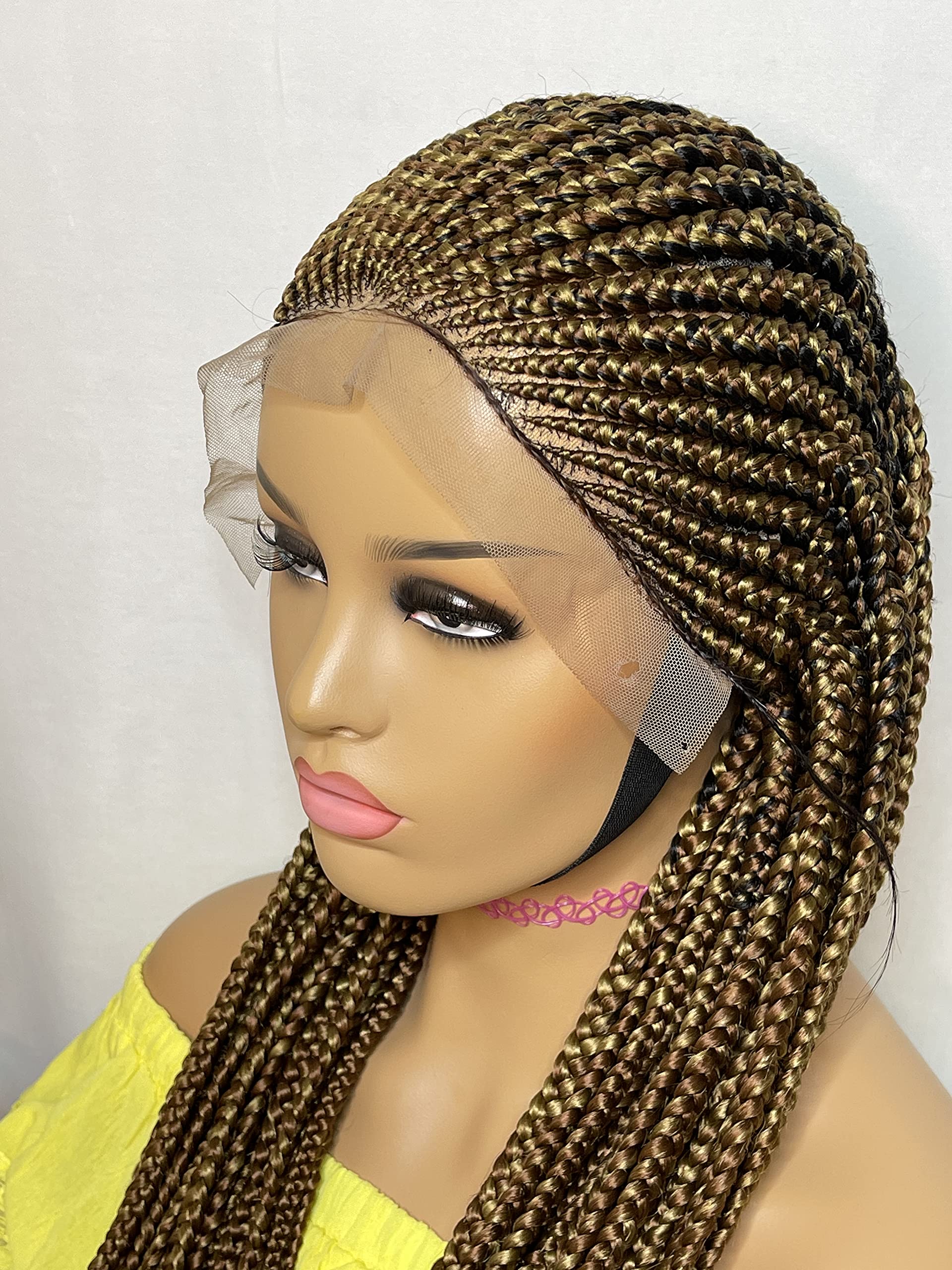 Cornrow Braided Wig with Baby Hair - Natural Looking Synthetic Lace Front Wig for Black Women | Perfect for Protective Styling, Cosplay & Everyday Wear
