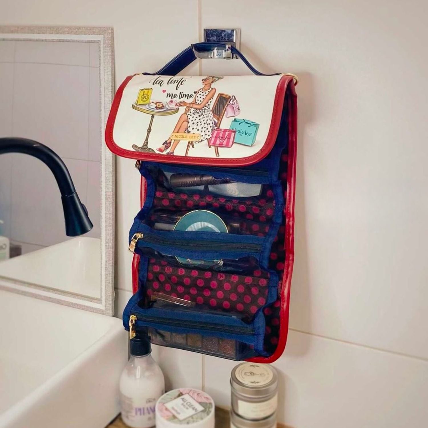 Hanging Cosmetic Travel Bag - Waterproof Makeup Organizer with Multiple Pockets for Toiletries, Perfect for Travel, Gym, and Daily Use