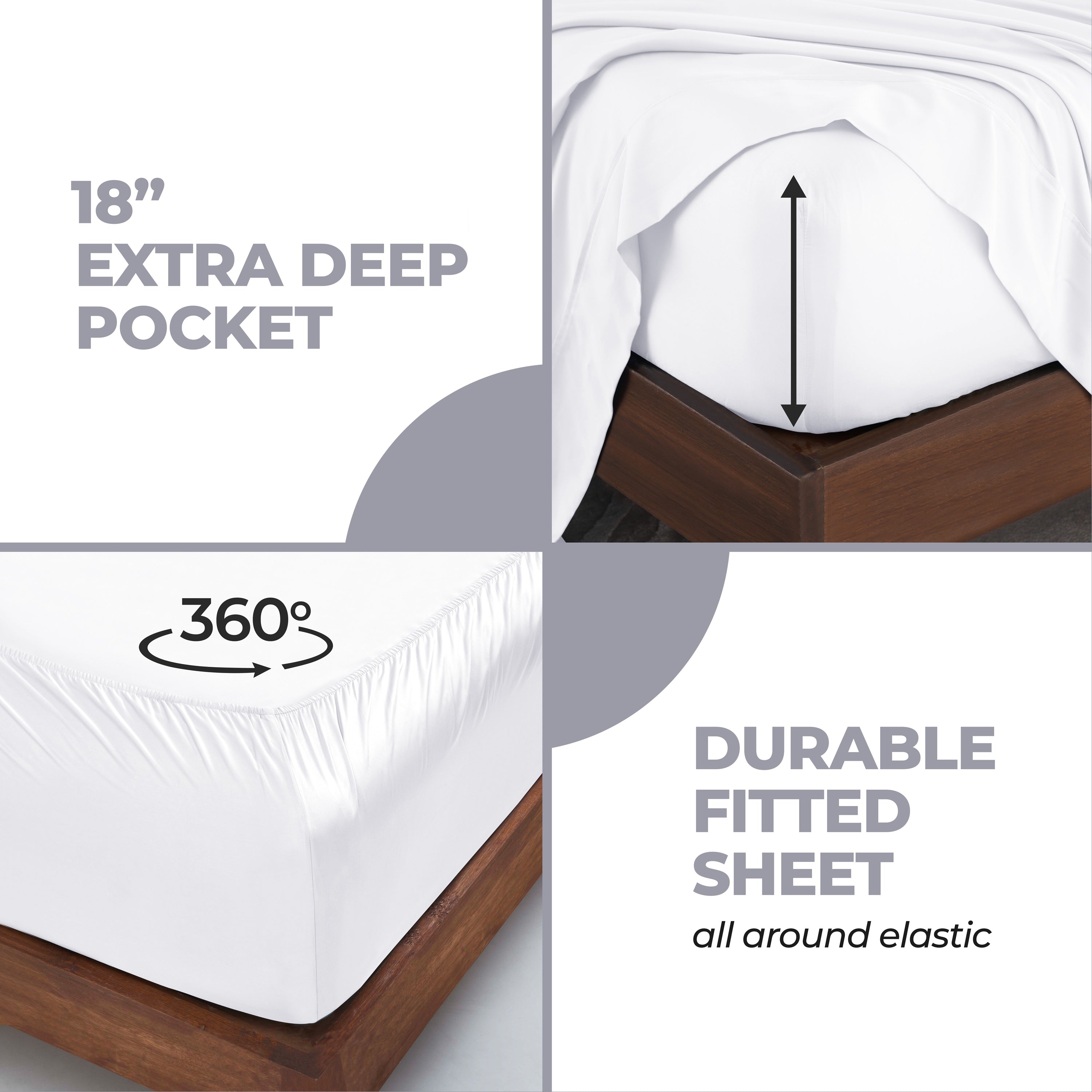 300 Thread Count Modal From Beechwood Extra Deep Pocket Sheet Set - Ultra Soft & Breathable Bedding for Queen/King Size Mattresses - Perfect for Luxury Hotels, Guest Rooms & Master Bedrooms