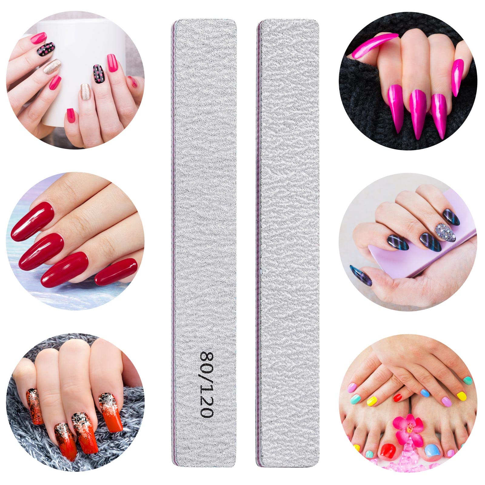 50 Pcs Professional Nail Files for Acrylic Nails - 80/120 Grit Double Sided Emery Boards for Manicure & Pedicure - Perfect for Nail Salons, Home Use & Travel Nail Care Kit