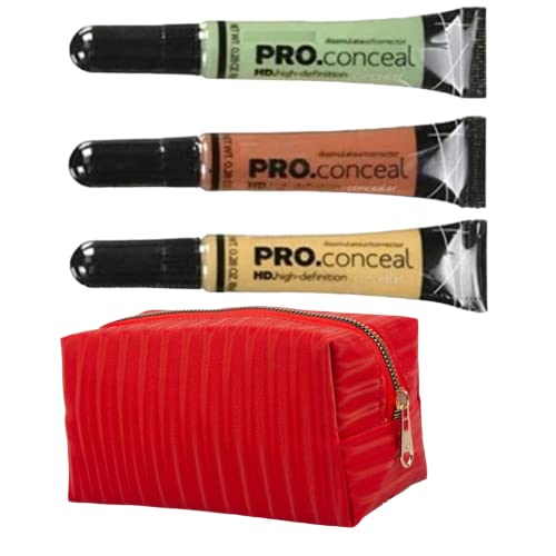 Bridester Professional HD Pro Concealer Corrector Makeup Kit - Pack of 3 (Orange, Green, Yellow) 8g Each - Color Correcting & Brightening for Flawless Coverage - Perfect for Contouring, Blemish Hiding & Under Eye Circles - 24g Total Multicolor Concealer Set