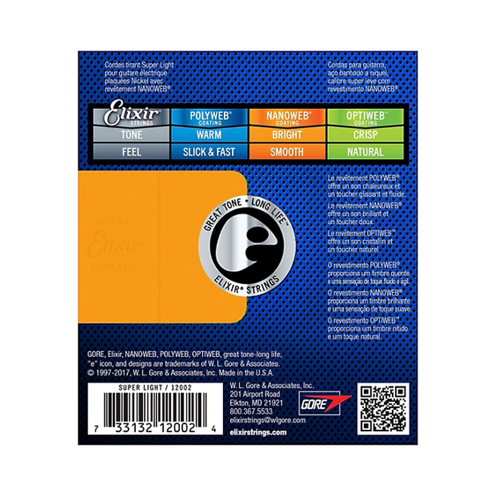 Elixir Electric Guitar Strings with NANOWEB Coating - Super Light Gauge (.009-.042) | Long-Lasting Tone & Smooth Playability for Rock, Blues & Metal Guitarists