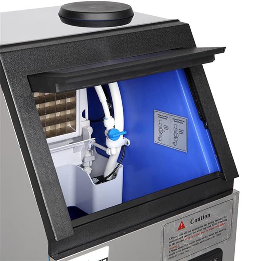 Commercial Ice Maker 110Lbs/24H, Stainless Steel Ice Machine with 24Lbs Storage - Freestanding Under Counter Ice Maker for Home, Office, Restaurant, Bar, Coffee Shop - Perfect for Cocktails, Beverages & Food Preservation