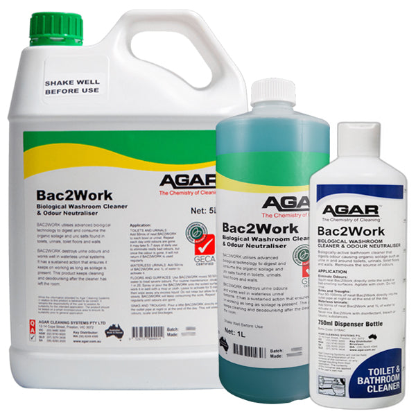 Bac2Work Biological Bathroom Cleaner - Natural Enzyme Drain & Toilet Cleaner for Home Use - Eliminates Odors & Clogs - Perfect for Showers, Sinks, and Toilets