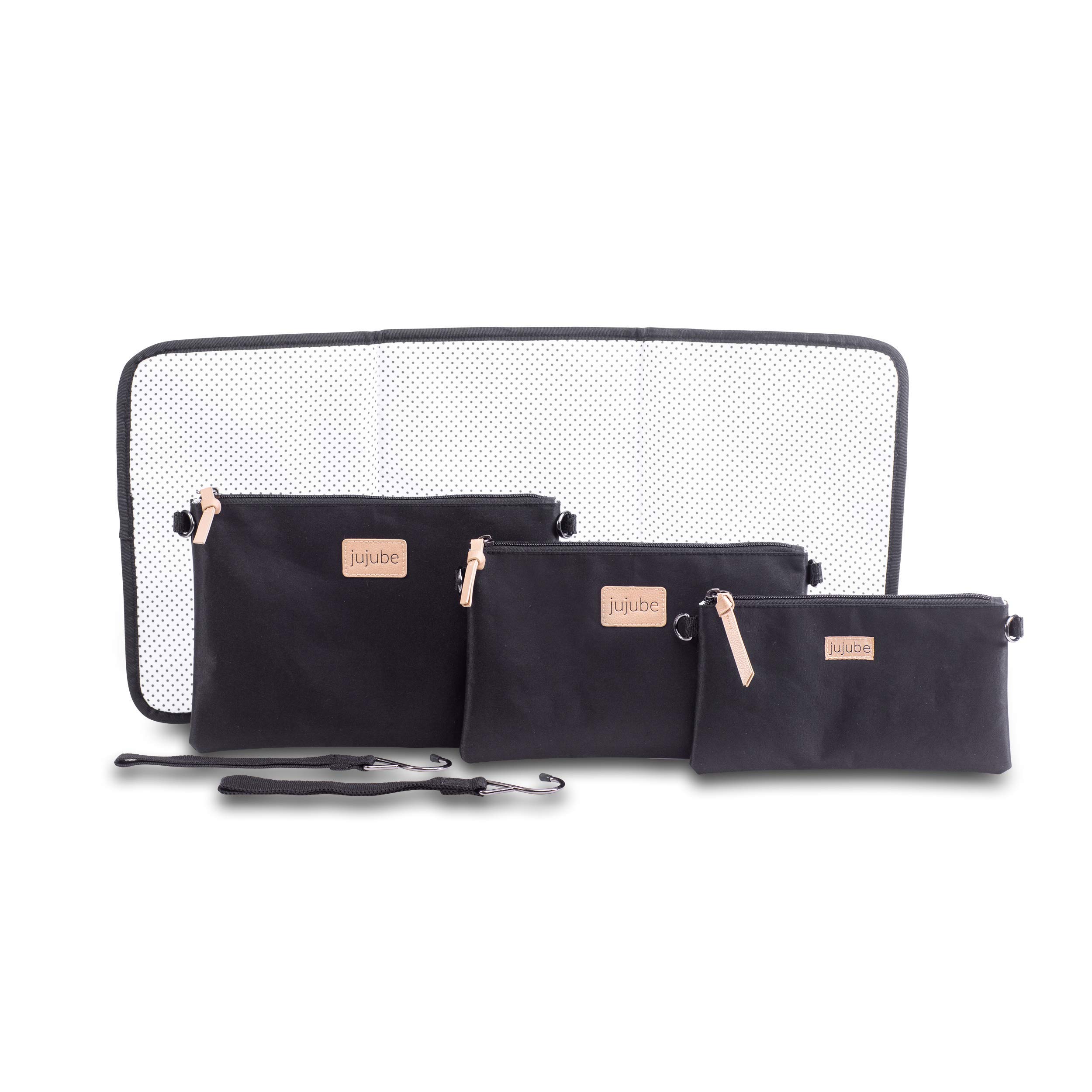 JuJuBe Convertible Diaper Bag Backpack & Messenger Bag - 4-in-1 Multi-Functional Baby Travel Bundle with Insulated Bottle Pockets & Changing Pad | Durable, Stylish & Spacious for Moms | Perfect for Daycare, Travel & On-the-Go Parenting (Black)