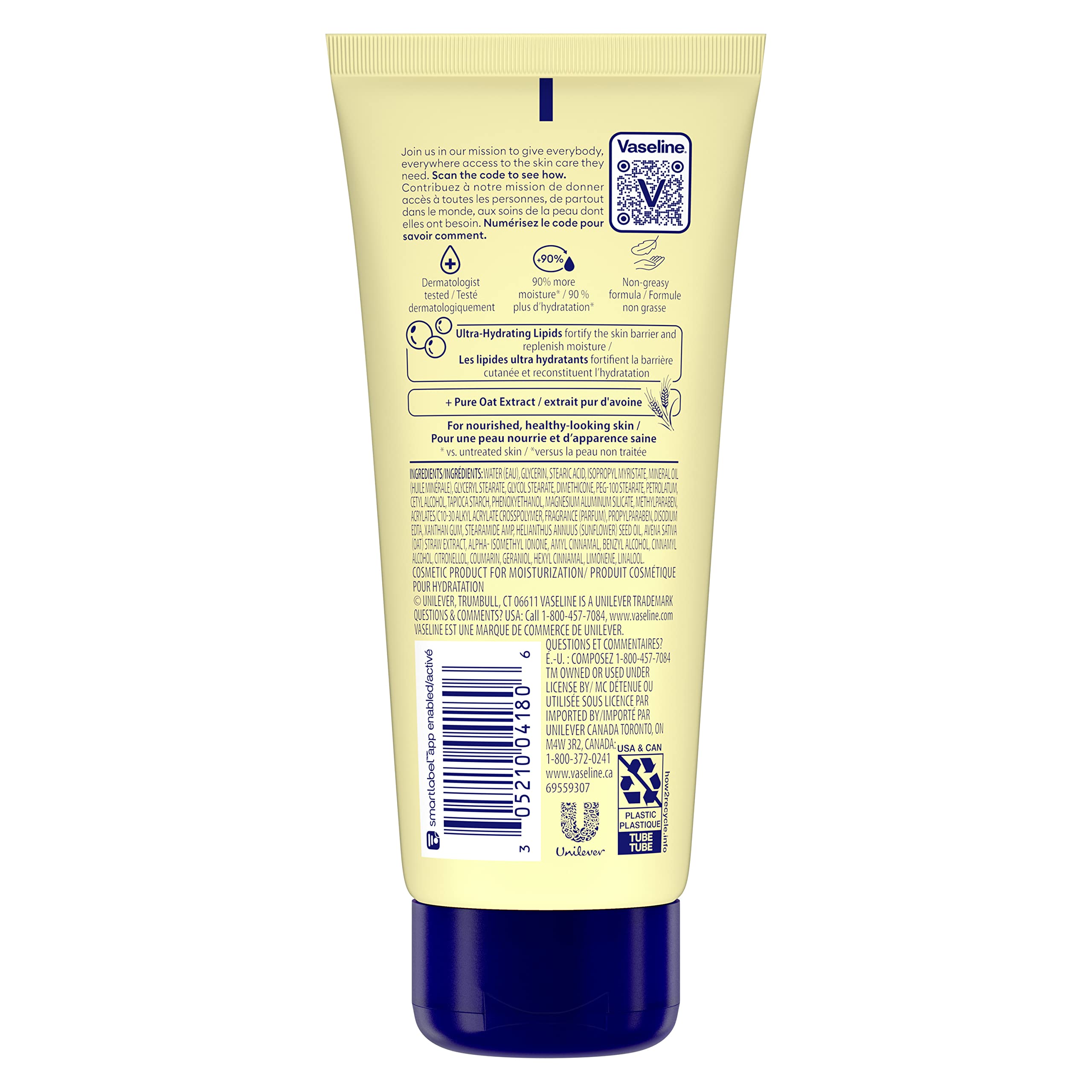Vaseline Nourishing Moisture Body Lotion for Dry Skin - Pack of 12 (3.4 oz) with Ultra-Hydrating Lipids & Pure Oat Extract | Hand & Body Moisturizer for Daily Hydration & Skin Repair | Perfect for Winter Care, Post-Shower Use & Travel Essentials