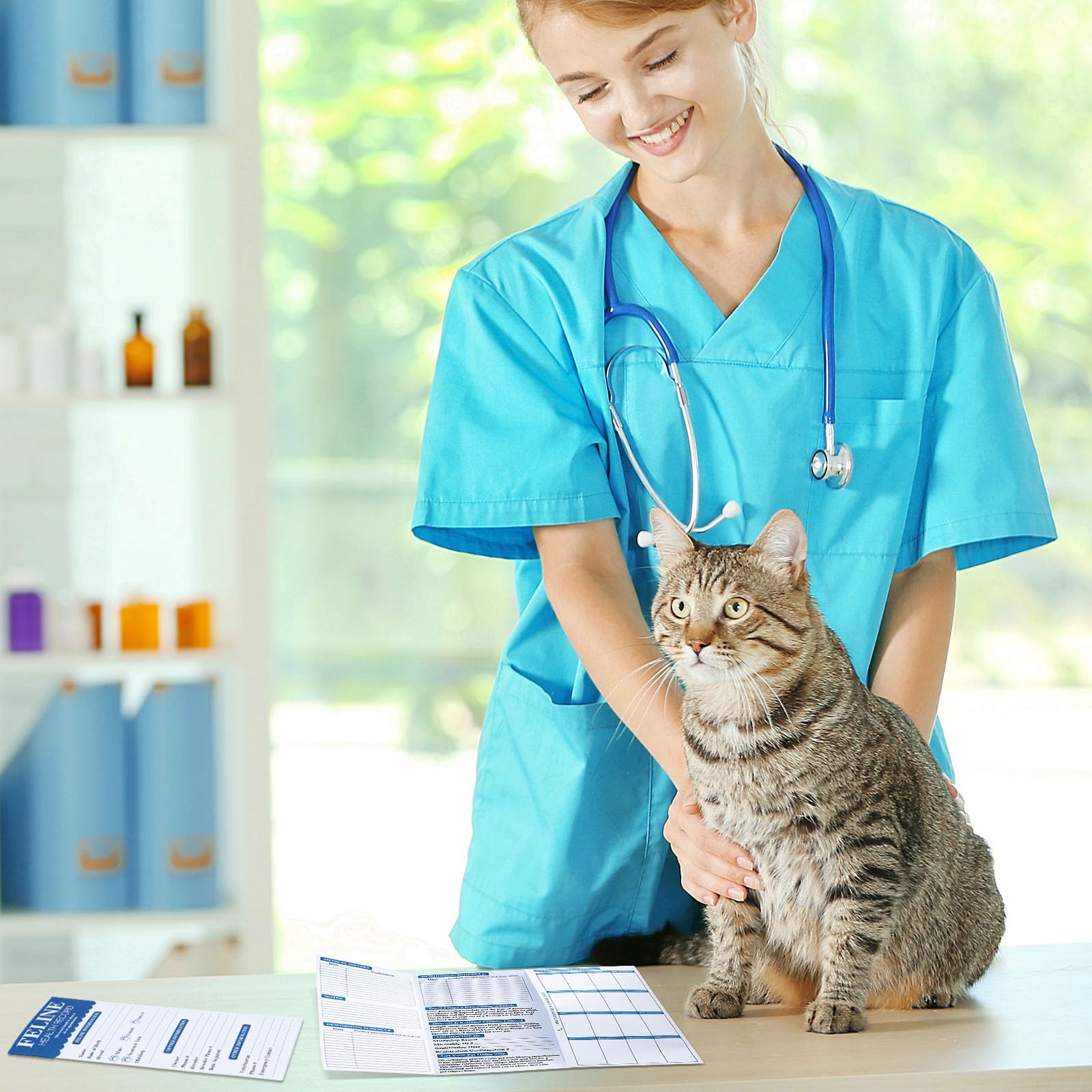 25 Pcs Cat Health Record Book - Foldable Vaccination Tracker for Kittens & Cats | Pet Vaccine Log, Shot Record Card | Ideal for Vet Visits, Grooming & Travel Documentation