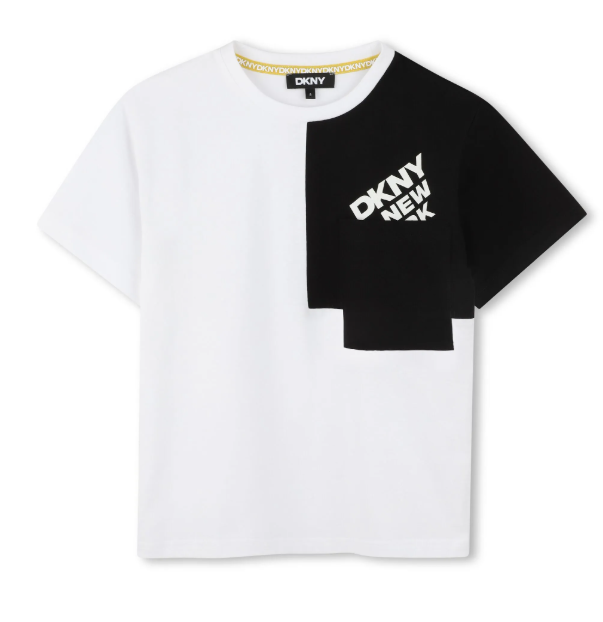 DKNY Colorblock Short Sleeve T-Shirt for Women - Casual Cotton Tee with Contrast Panels (Sizes 4-10) - Perfect for Everyday Wear, Weekend Outfits & Layering