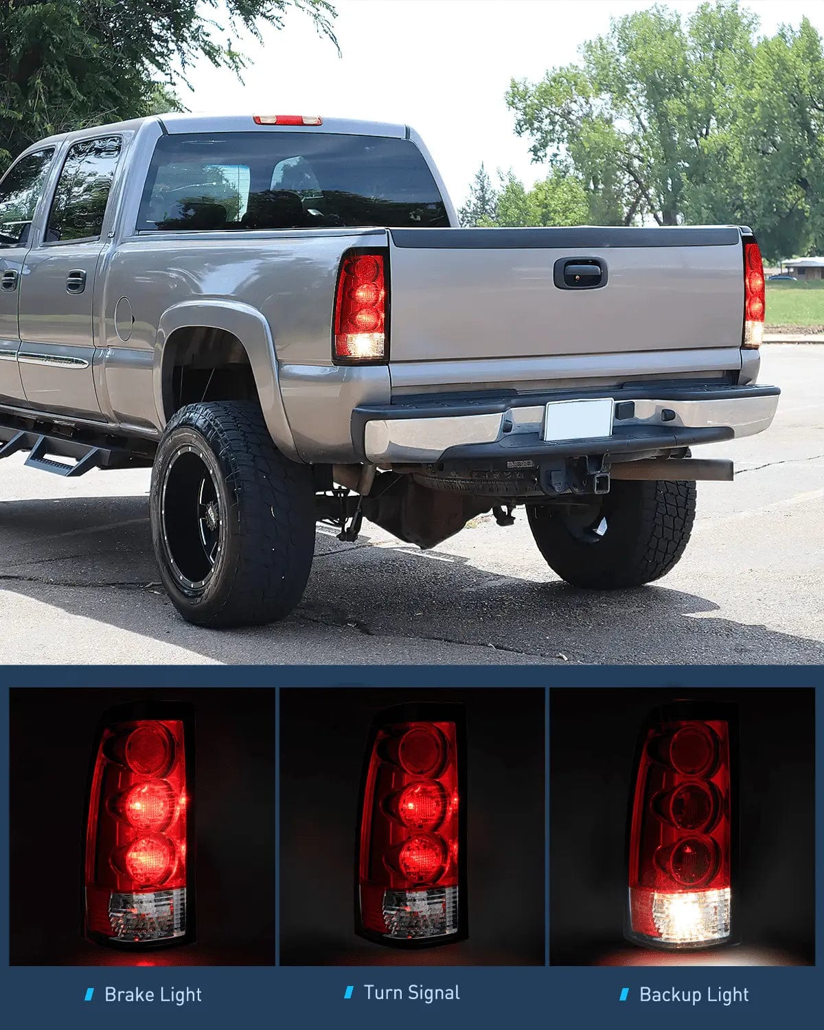 1999-2006 GMC Sierra & Chevy Silverado Red Rear Taillight Assembly Replacement - Fits Fleetside Models Only - Perfect for Truck Restoration & Nighttime Safety Upgrades