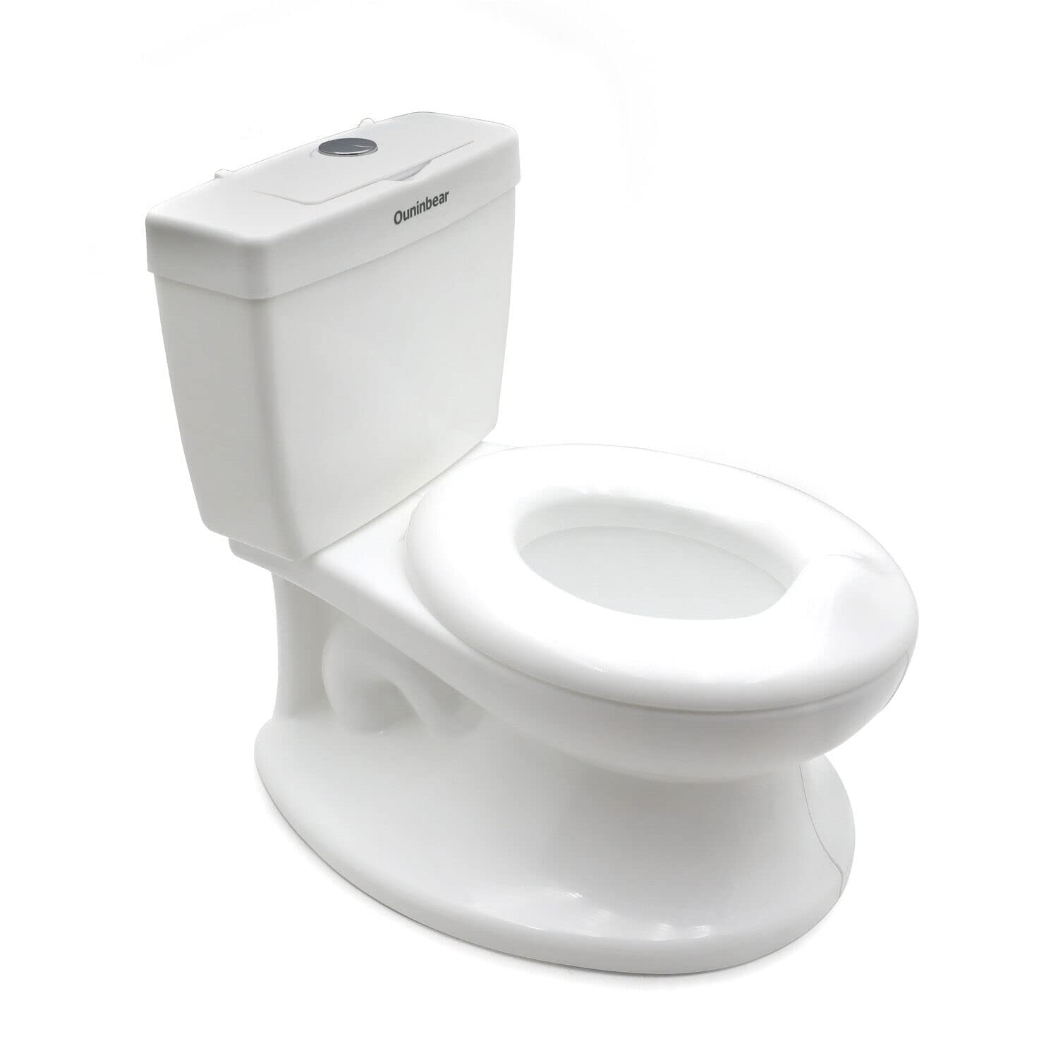 HTTMT Classic Portable White Realistic Toddler Potty Training Toilet with Flushing Sound - Baby Potty Chair Seat for Kids [Model ET-BABY004-WHITE] - Ideal for Home, Travel & Daycare Use