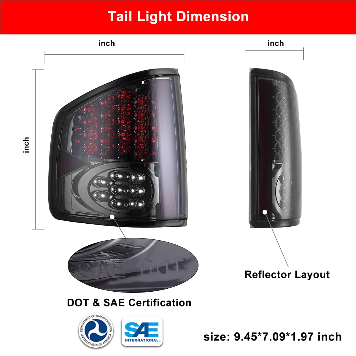 Nixon Offroad LED Tail Lights for Chevy S10 1994-2004, GMC Sonoma 1994-2004 & Isuzu Hombre 1996-2000 - Chrome Housing with Smoke Lens - Direct Replacement Rear Lamps Assembly - Perfect for Off-Roading, Night Driving & Truck Customization