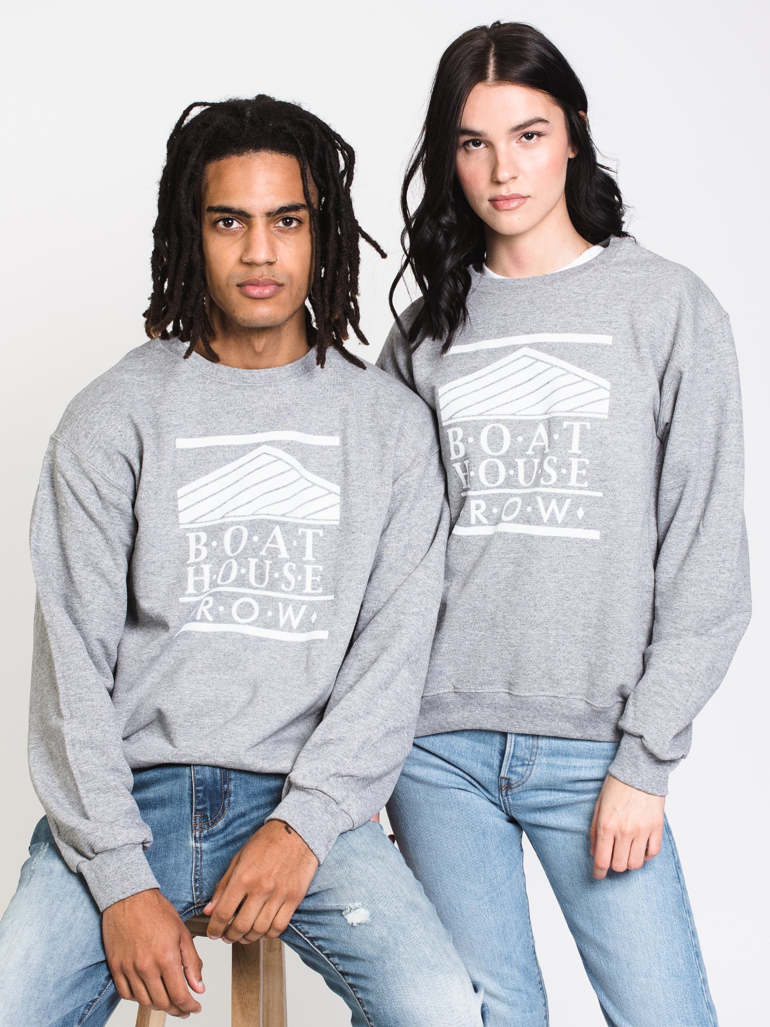 BOATHOUSE RETRO BH LOGO FLOCK Hoodie - OX Grey - Men's Vintage Pullover Sweatshirt - Clearance Sale - Perfect for Casual Wear, Street Style & Outdoor Activities