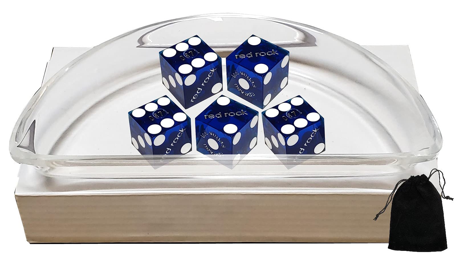 Authentic Las Vegas Casino Craps Dice Set - 5pcs 19mm with Acrylic Boat & Pouch for Casino Games & Home Play