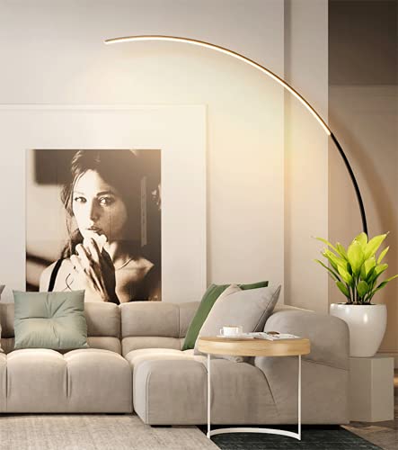 Modern LED Floor Lamp with Acrylic Design - Minimalist Standing Light for Living Room, Bedroom & Office - Adjustable Brightness with Foot Switch - Black (Ideal for Reading, Relaxing & Home Decor)