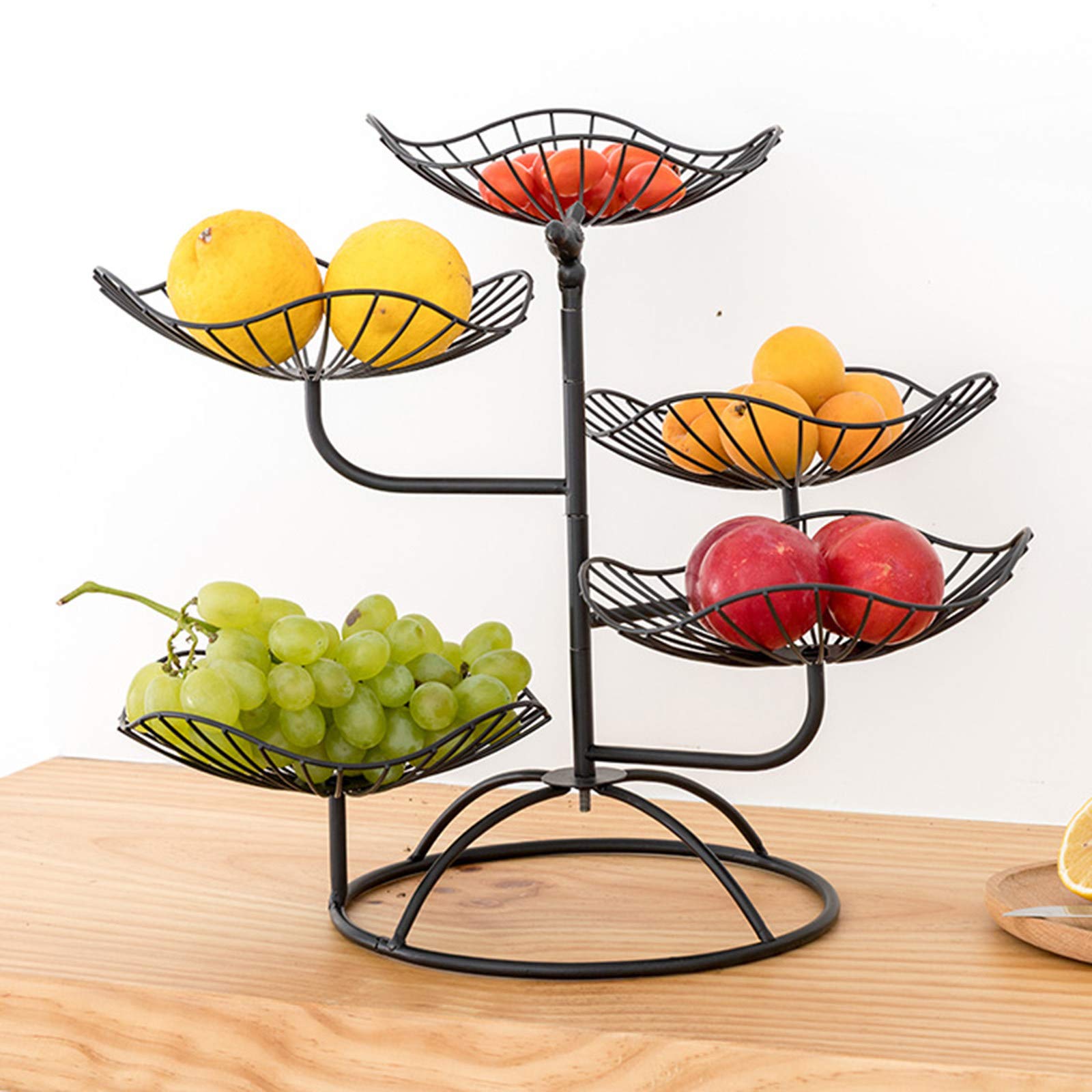5-Tier Modern Metal Fruit Bowl for Kitchen Counter - Black Elegant Fruit Basket for Vegetables, Desserts, Candy | Perfect for Holiday Serving, Wedding Decor & Party Display