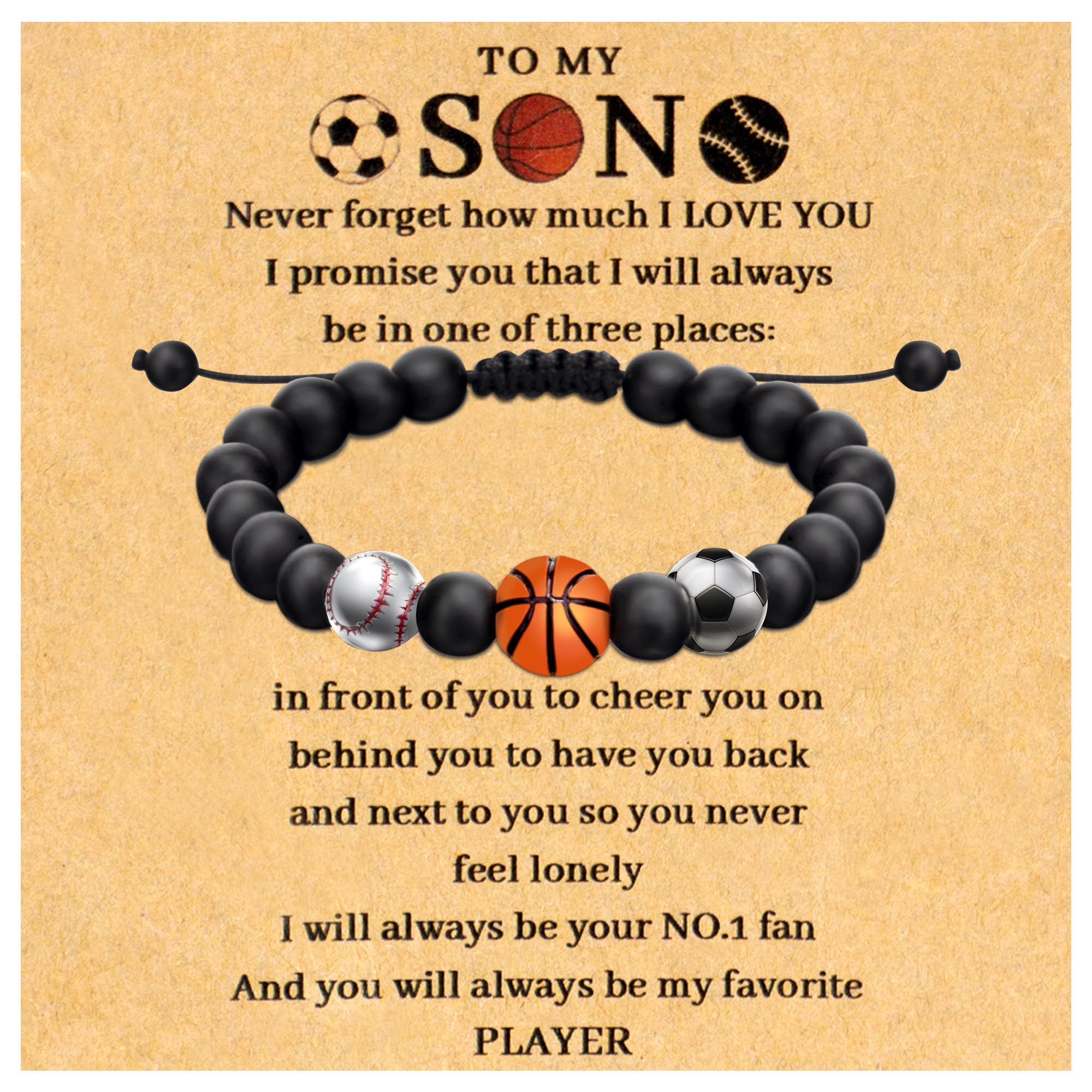 Custom Sports Bracelet for Baseball, Basketball & Soccer Players - Personalized Team Gift with Message Card - Perfect for Graduation, Birthday & Game Day