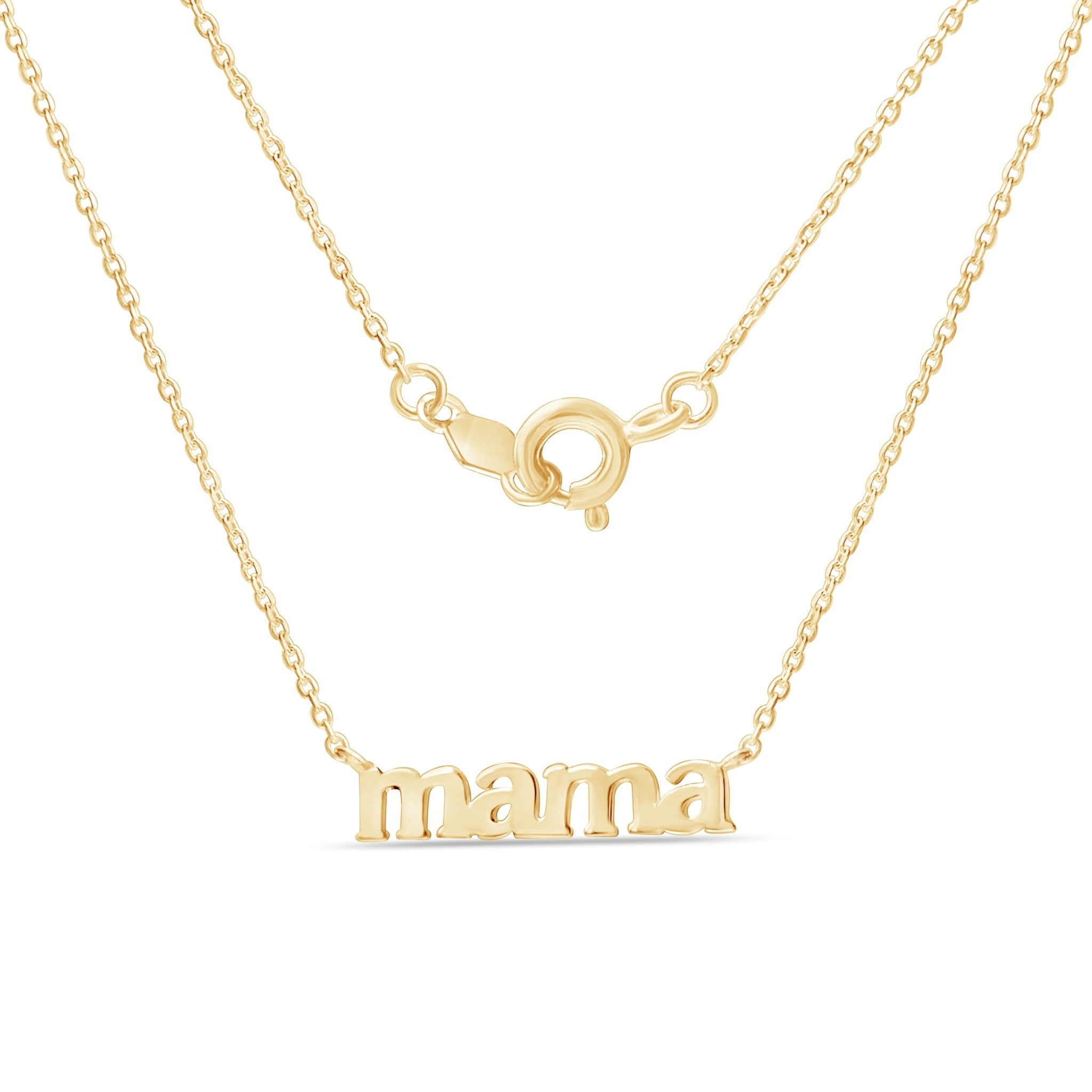 14k Solid Yellow Gold Mama Necklace - Personalized Mother's Jewelry Gift for Mom, Grandma, Wife - Perfect for Mother's Day, Birthday, Anniversary & Special Occasions