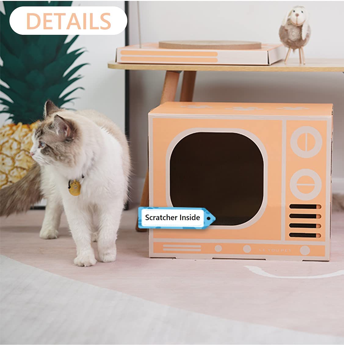 DJ-Shaped Cardboard Cat Scratcher Pad - Durable Scratching Toy & Lounge Bed for Cats - Perfect for Playtime, Napping & Protecting Furniture