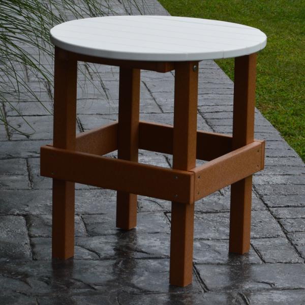 A & L Furniture White Top Poly Round Side Table - Stylish & Durable Accent Table for Living Room, Bedroom, or Patio