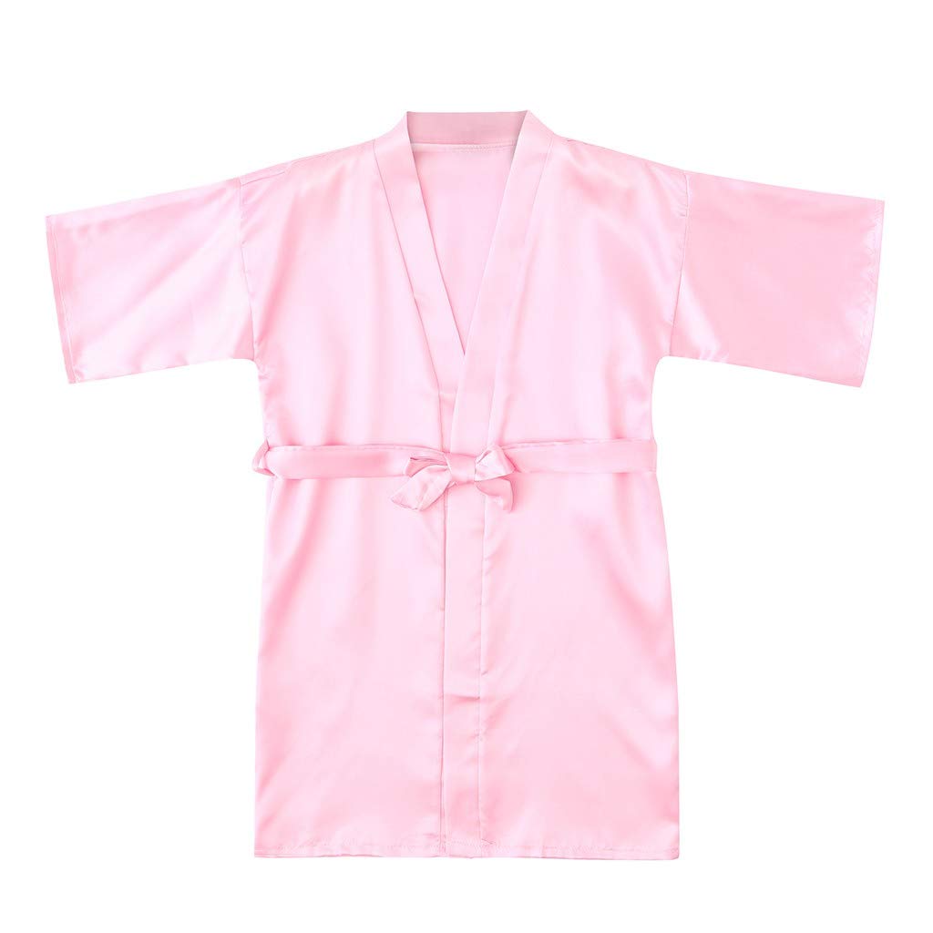 Silk Satin Robe for Baby Girls - Soft Toddler Kimono Sleepwear & Bathrobe - Pink Kids Coat & Jacket (Size 10) - Perfect for Bedtime, Spa Days & Special Occasions