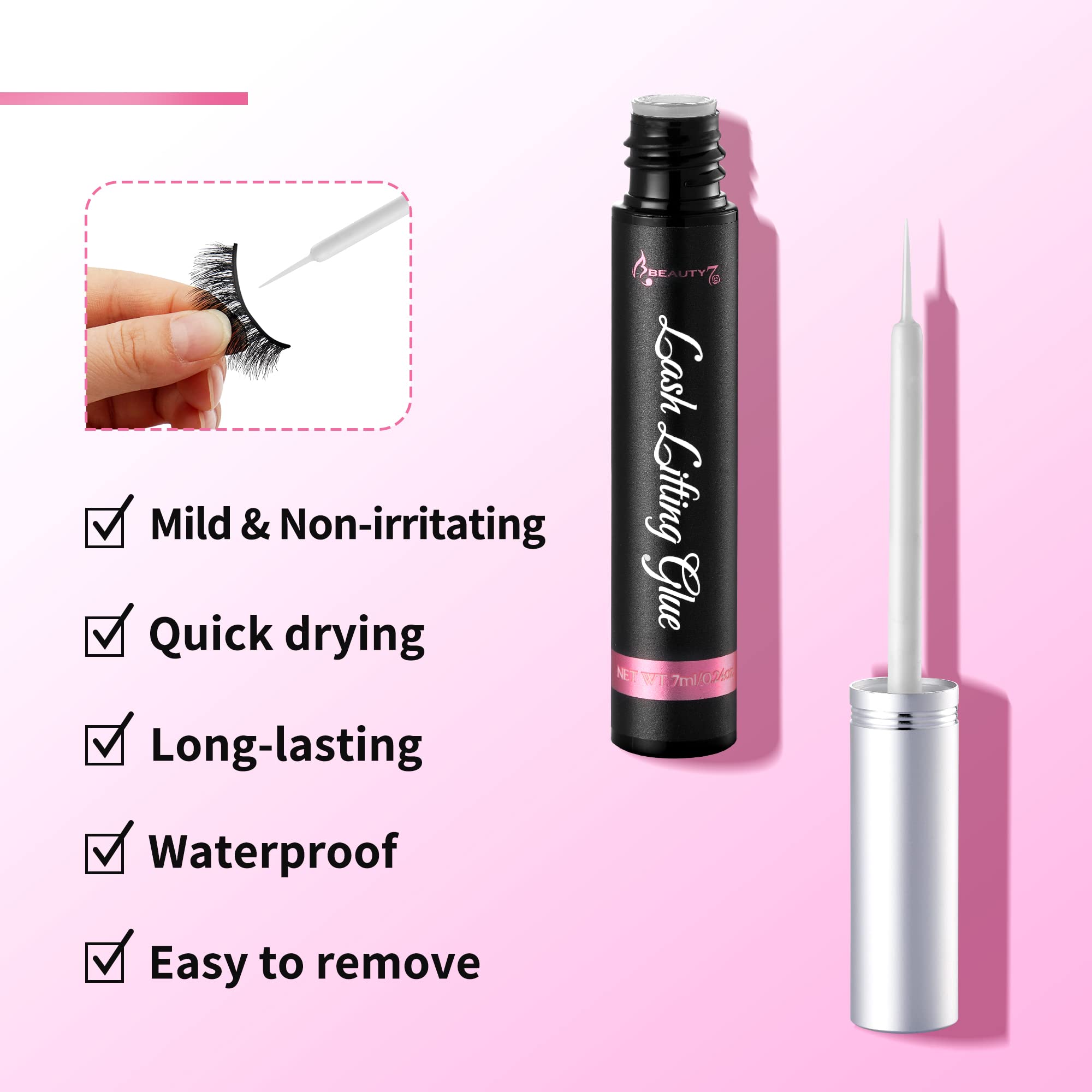Beauty7 Professional Lash Lifting Adhesive Glue - Strong Hold Semi-Permanent Eyelash Perm Kit for Lifting & Curling - Perfect for Salon, Home Use & DIY Lash Extensions