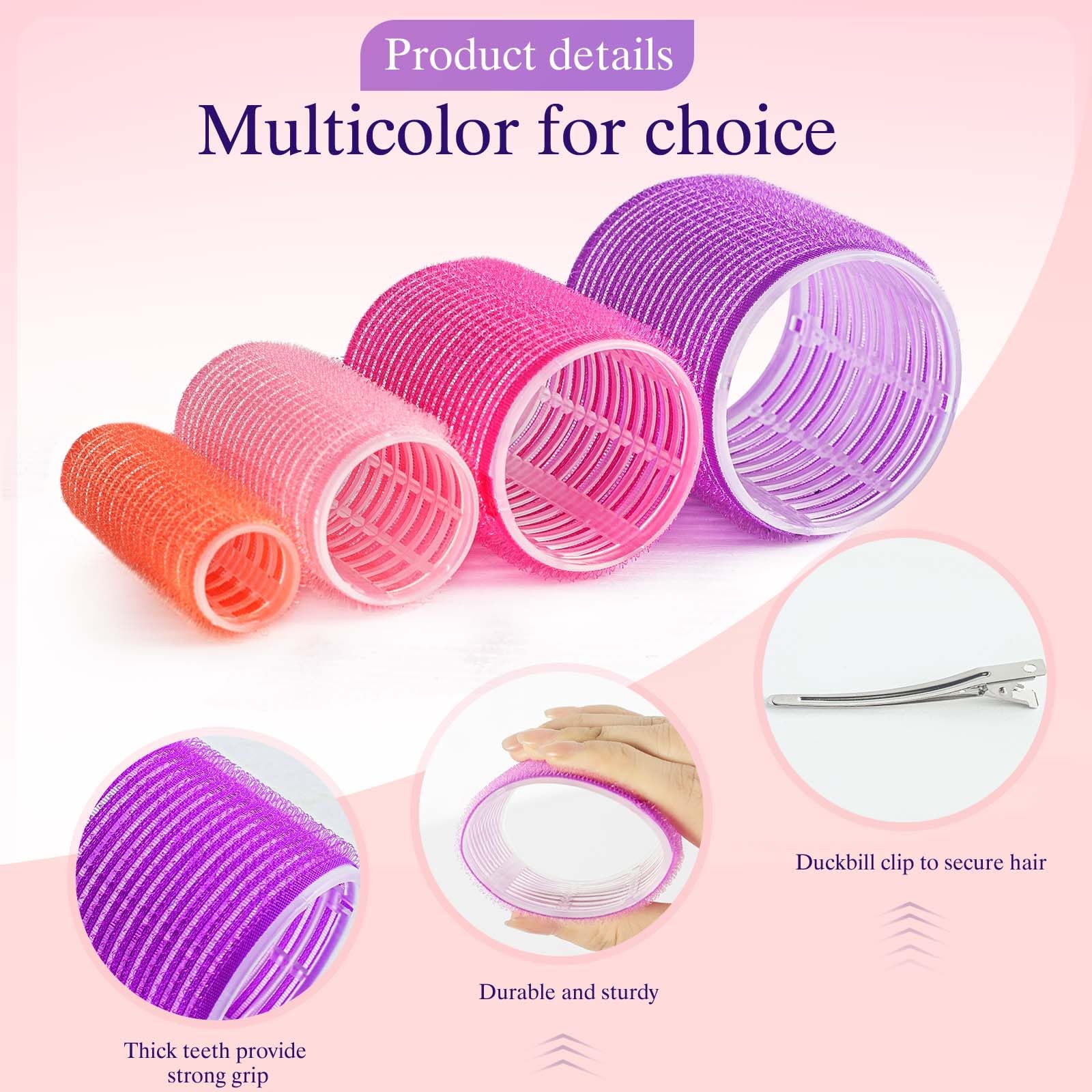 34Pcs Jumbo Hair Rollers Set with Clips - Large Hair Curlers for Voluminous Blowout Look (Multicolor) - Perfect for Salon Styling, Home Use & Special Occasions