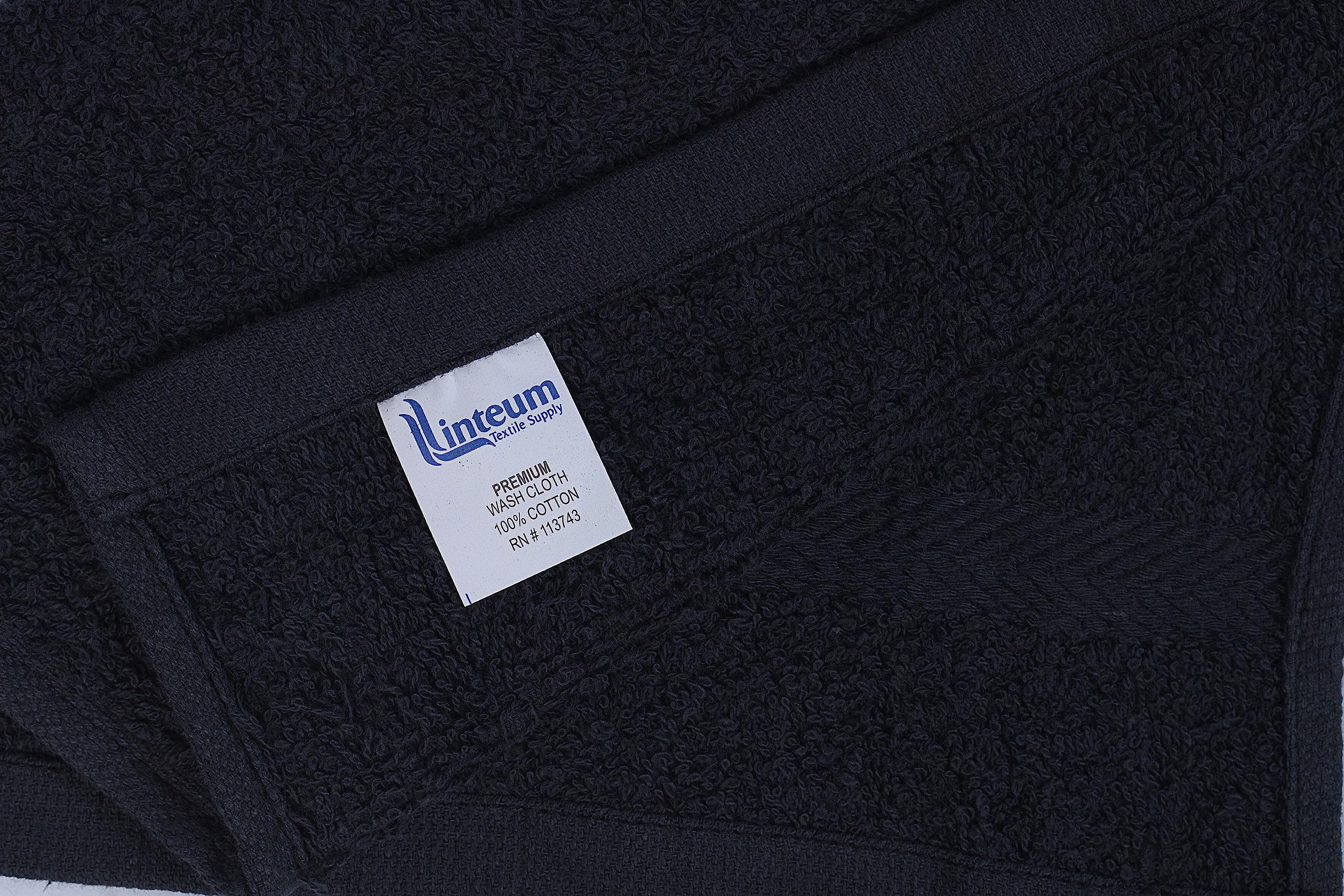 12 Pack Black 100% Soft Cotton Face Towel Set - 16 Single Ring Spun Washcloths (12x12 Inch) | Ultra Absorbent & Durable for Home, Spa, Gym, Hotel Use | Perfect for Skincare, Makeup Removal & Bathing